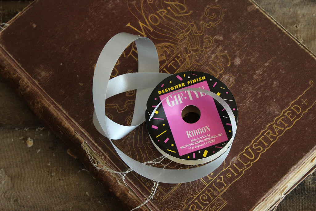 Vintage 1990s New Gif Tye Silver Ribbon, 3/4" Wide, Satin Finish, NOS