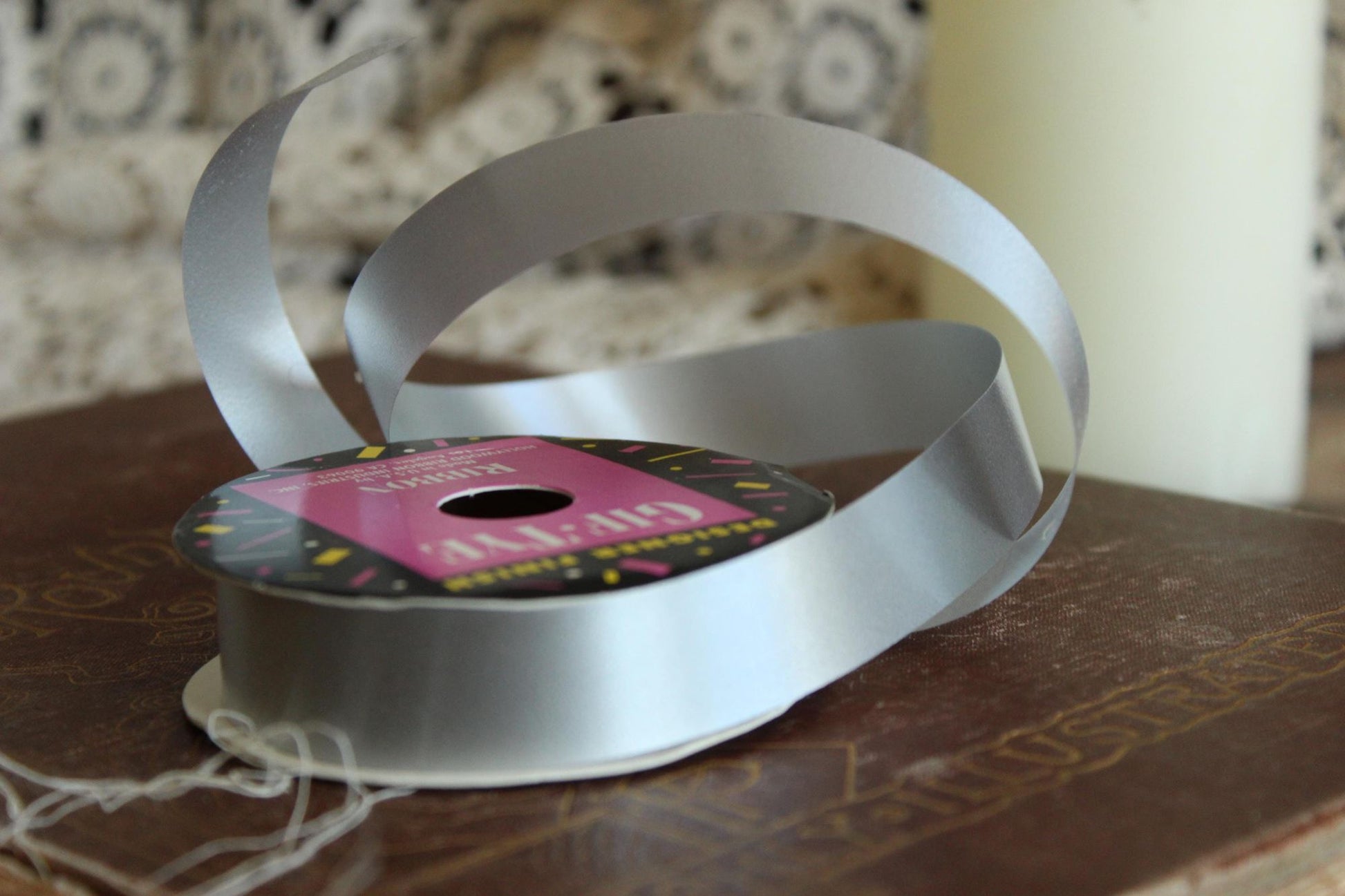 Vintage 1990s New Gif Tye Silver Ribbon, 3/4" Wide, Satin Finish, NOS