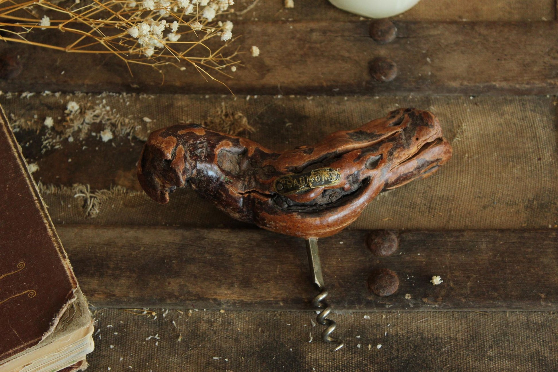 Vintage 1950s 1960s Cork Screw, Laurent Siret Saumur France Souvenir Grapevine