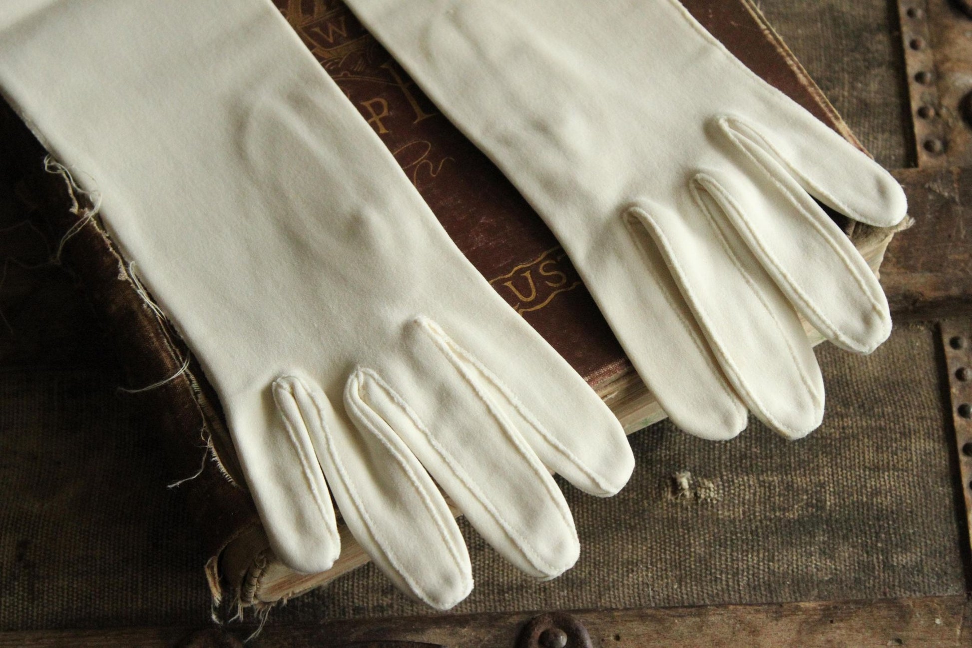 Vintage 1950s 1960s Winter White Opera Length Gloves