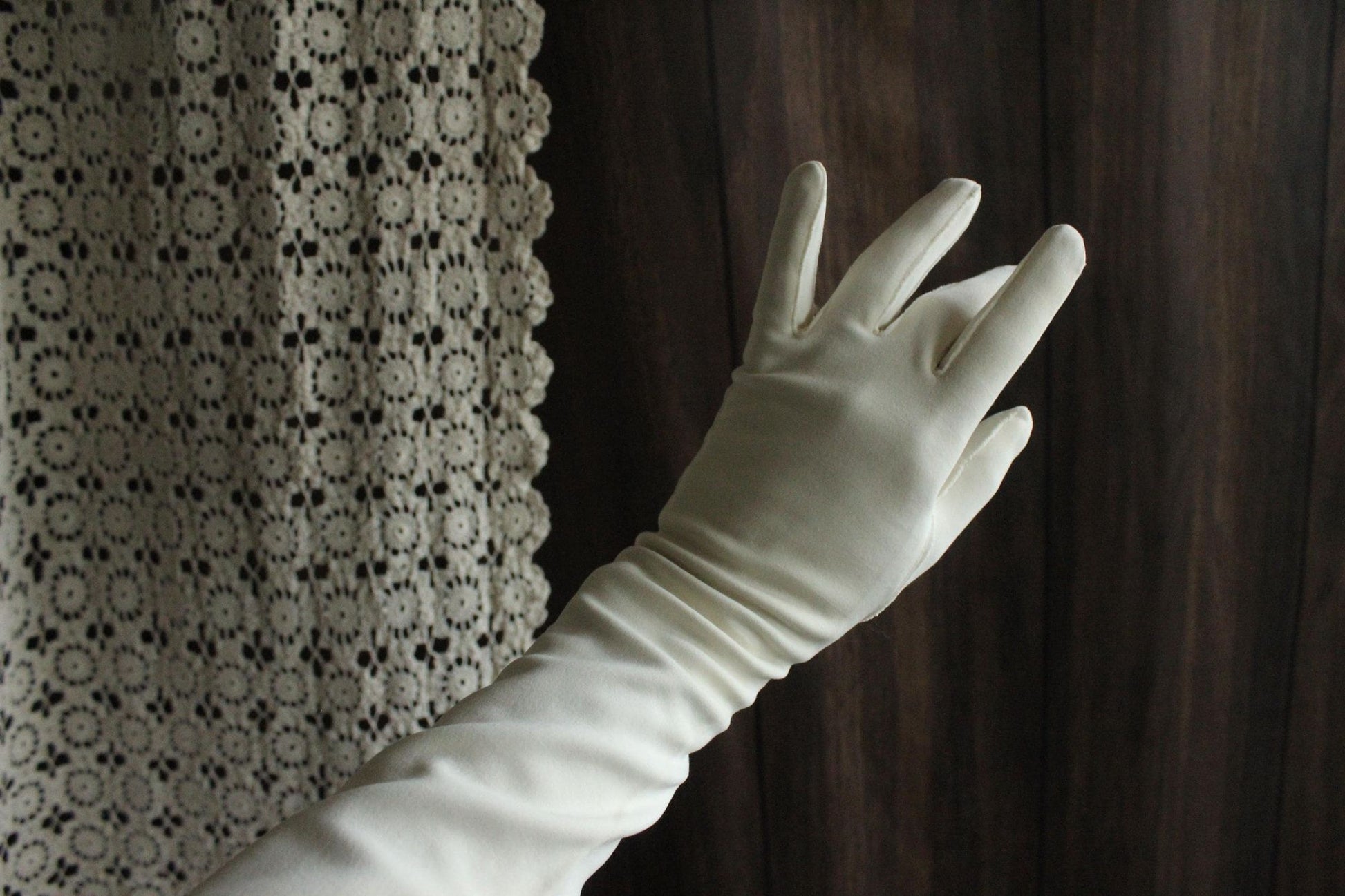 Vintage 1950s 1960s Winter White Opera Length Gloves