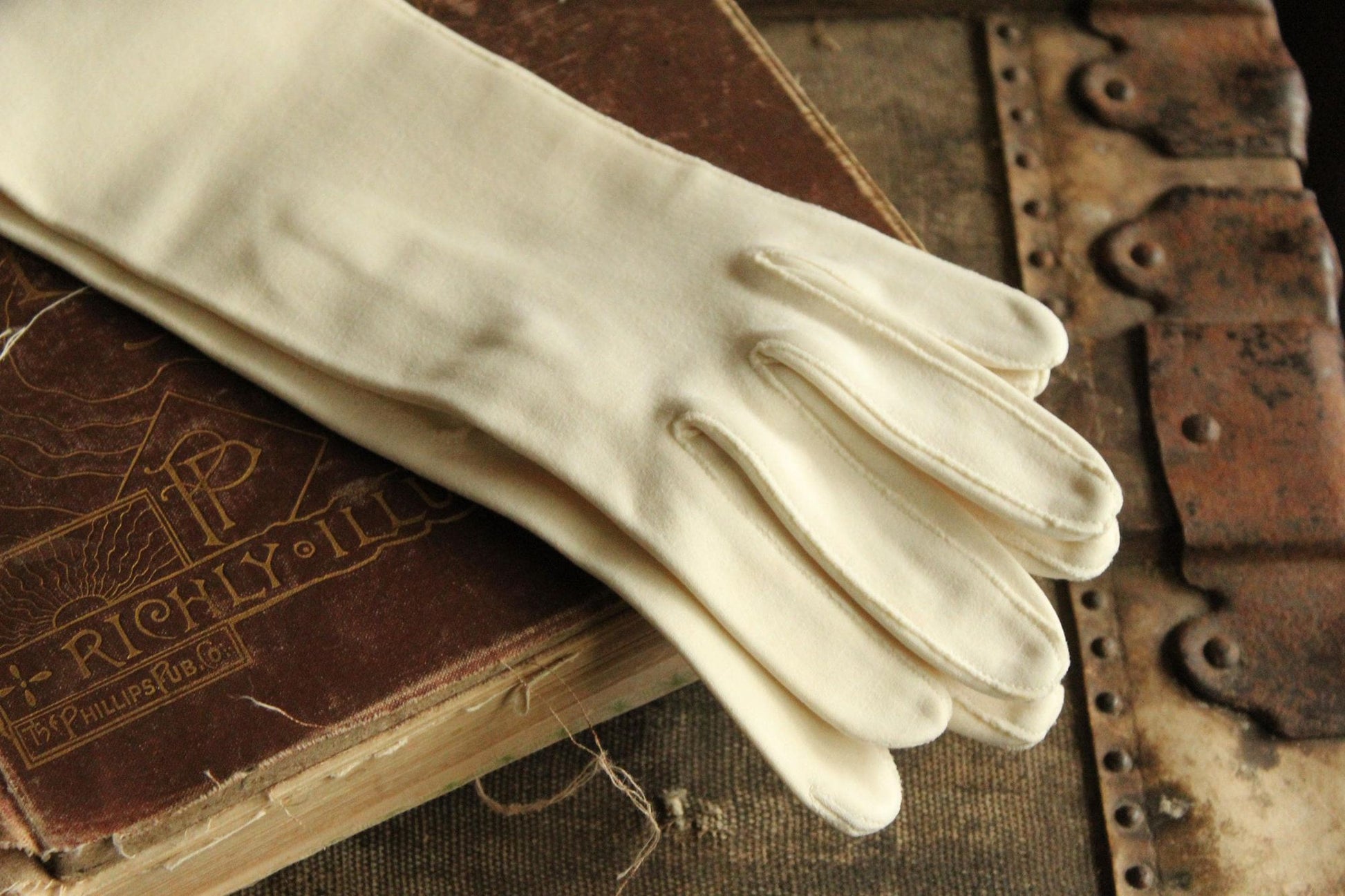 Vintage 1950s 1960s Winter White Opera Length Gloves