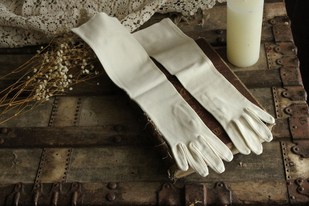 Vintage 1950s 1960s Winter White Opera Length Gloves