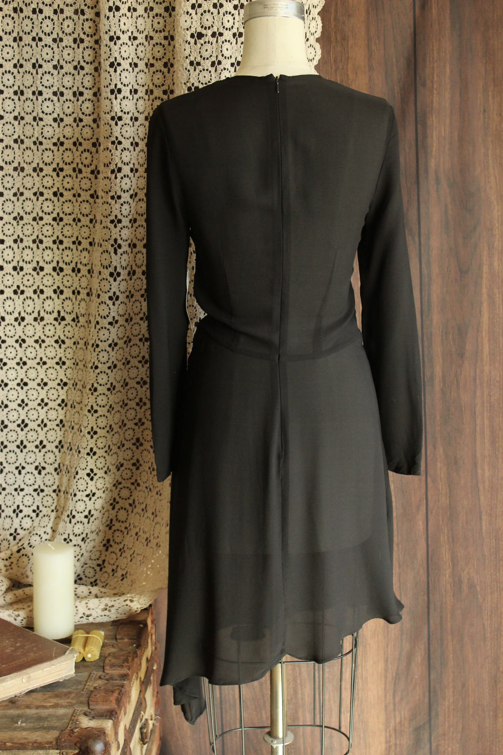 Anine Bing New With Tags Black Dress, Sz Small, Silk Chiffon, Asymmetrical Hem