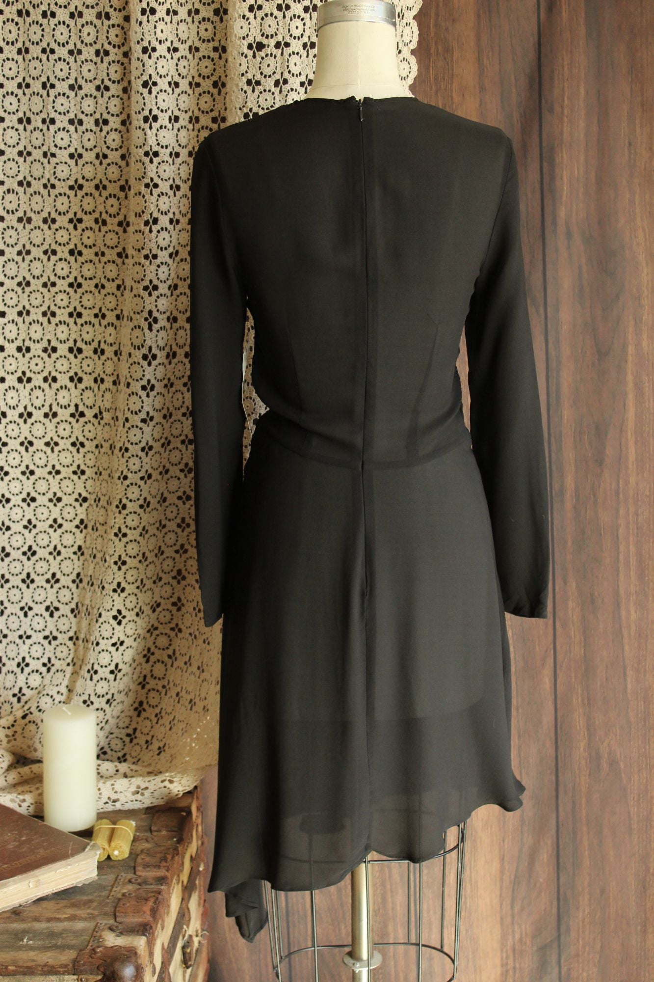 Anine Bing New With Tags Black Dress, Sz Small, Silk Chiffon, Asymmetrical Hem
