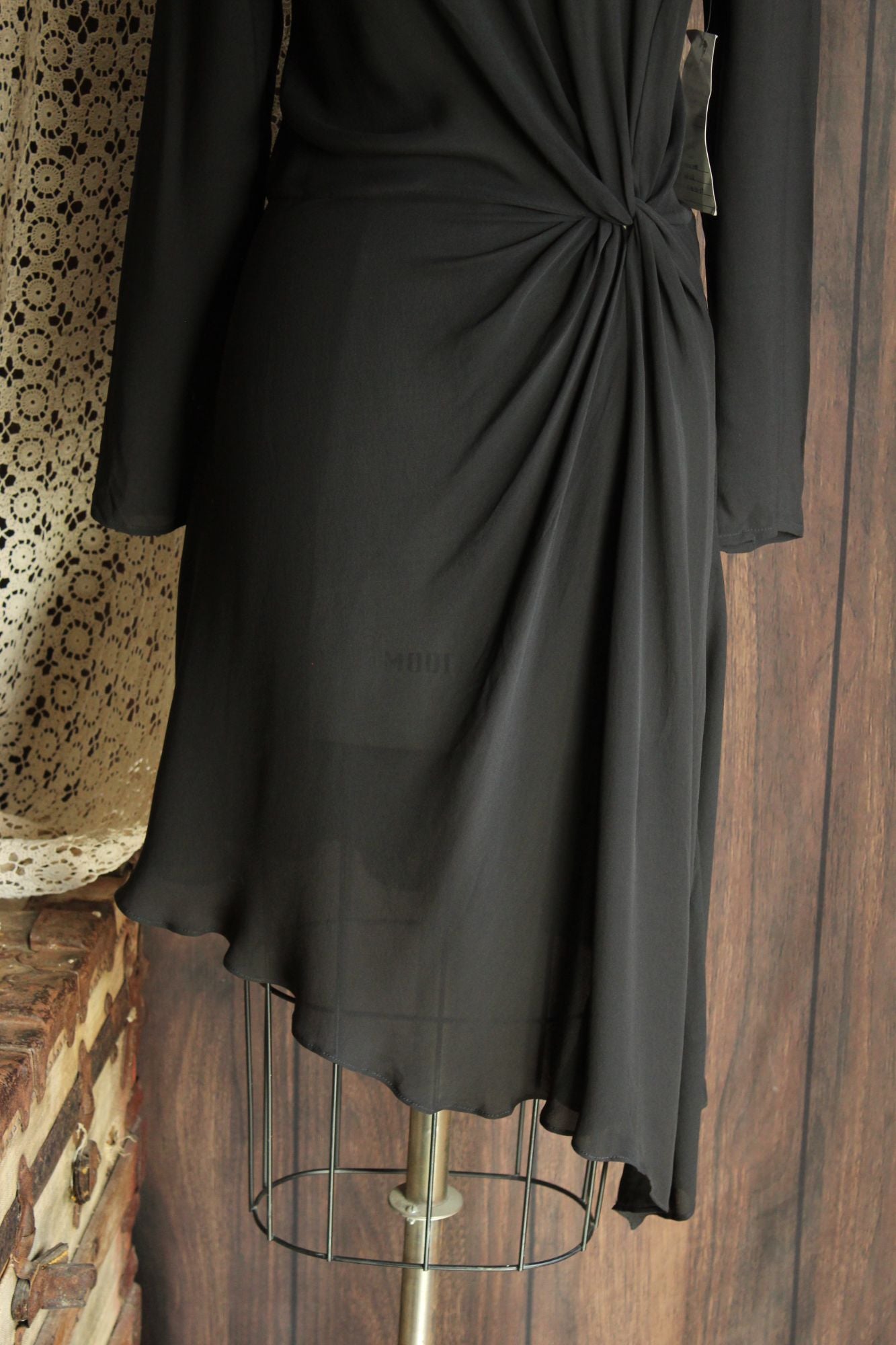 Anine Bing New With Tags Black Dress, Sz Small, Silk Chiffon, Asymmetrical Hem