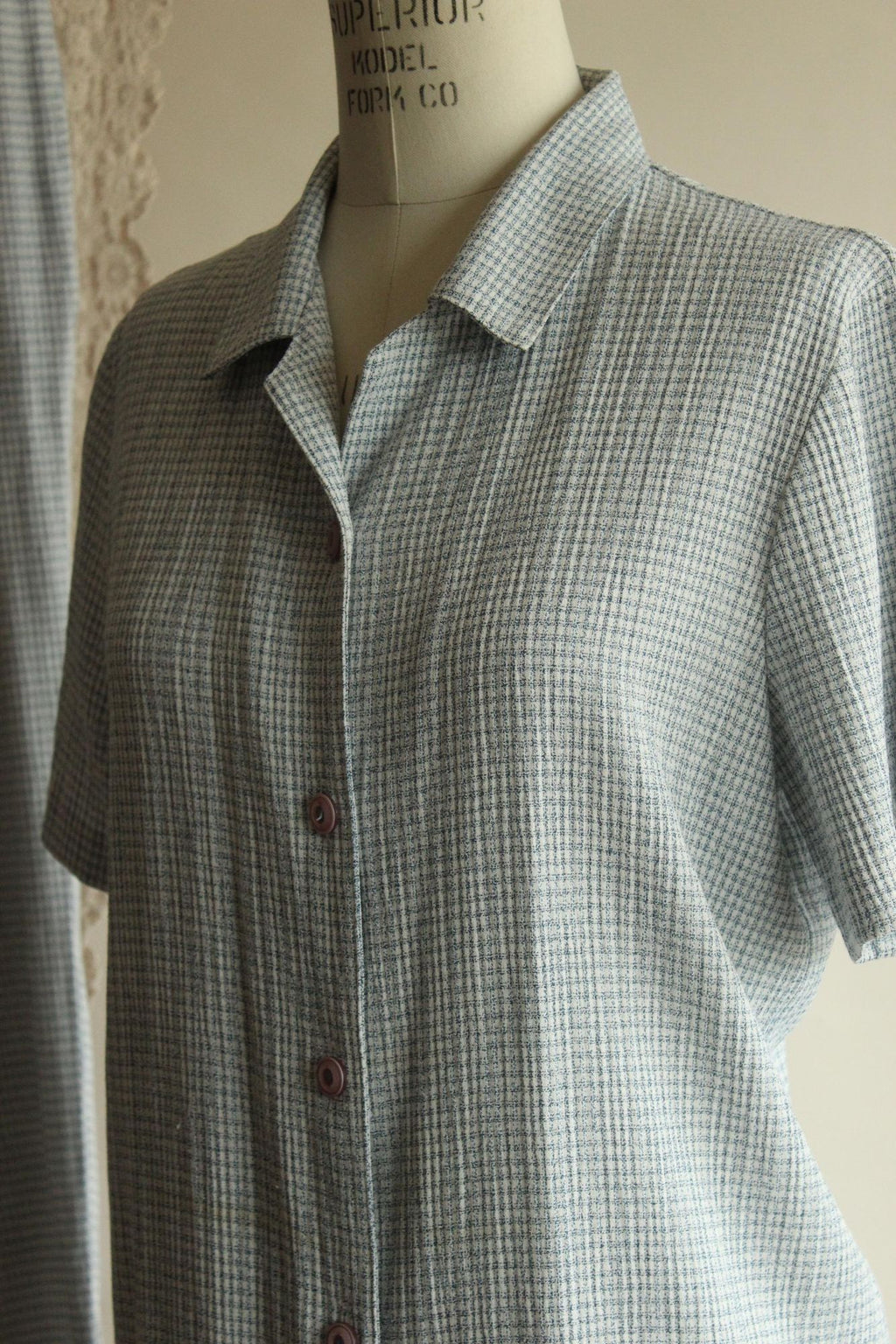 Vintage 1990s Sag Harbor Petites Blue and White Top And Pants Set