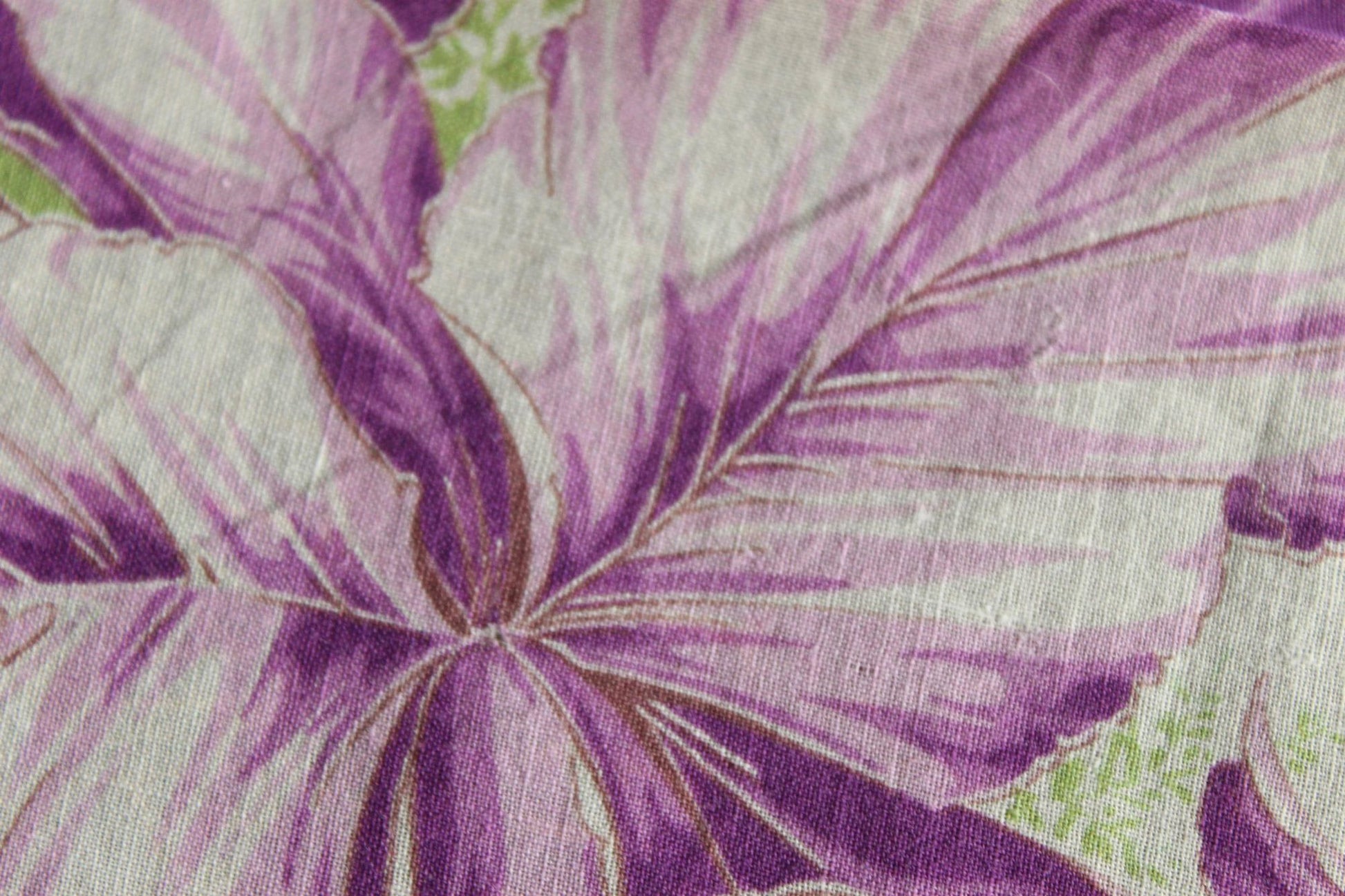 Vintage 1950s Iris Purple Flower Print Cotton Handkerchief