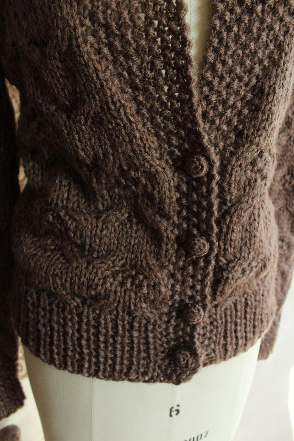 Vintage 1970s Sheridan Unique Brown Knit Cardigan Sweater