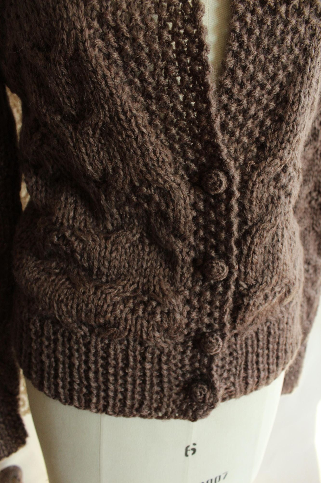 Vintage 1970s Sheridan Unique Brown Knit Cardigan Sweater