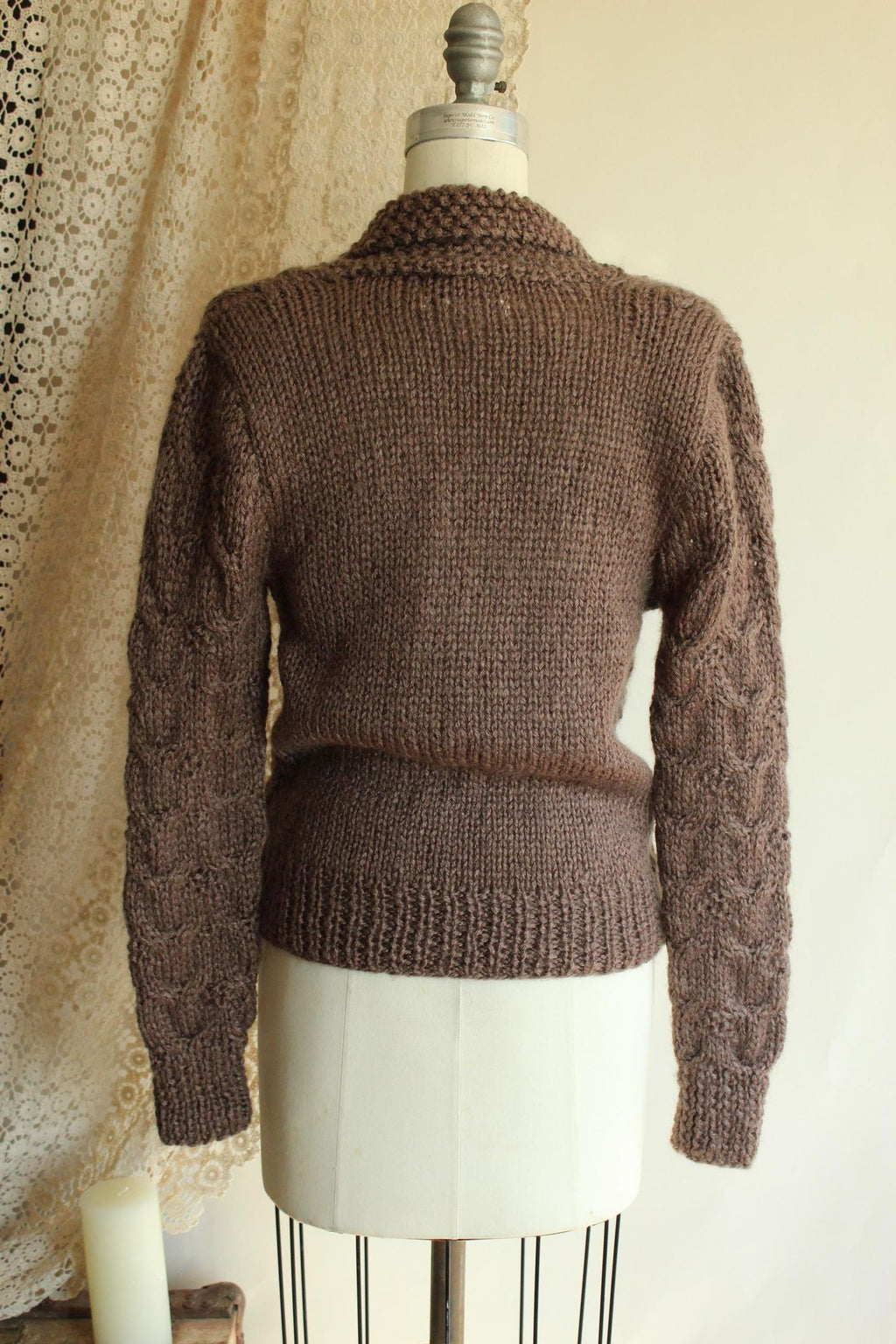 Vintage 1970s Sheridan Unique Brown Knit Cardigan Sweater