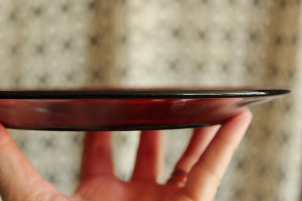 Vintage 1950s 1960s Anchor Hocking Royal Ruby Red Plates, 2 Luncheon 2 Dinner
