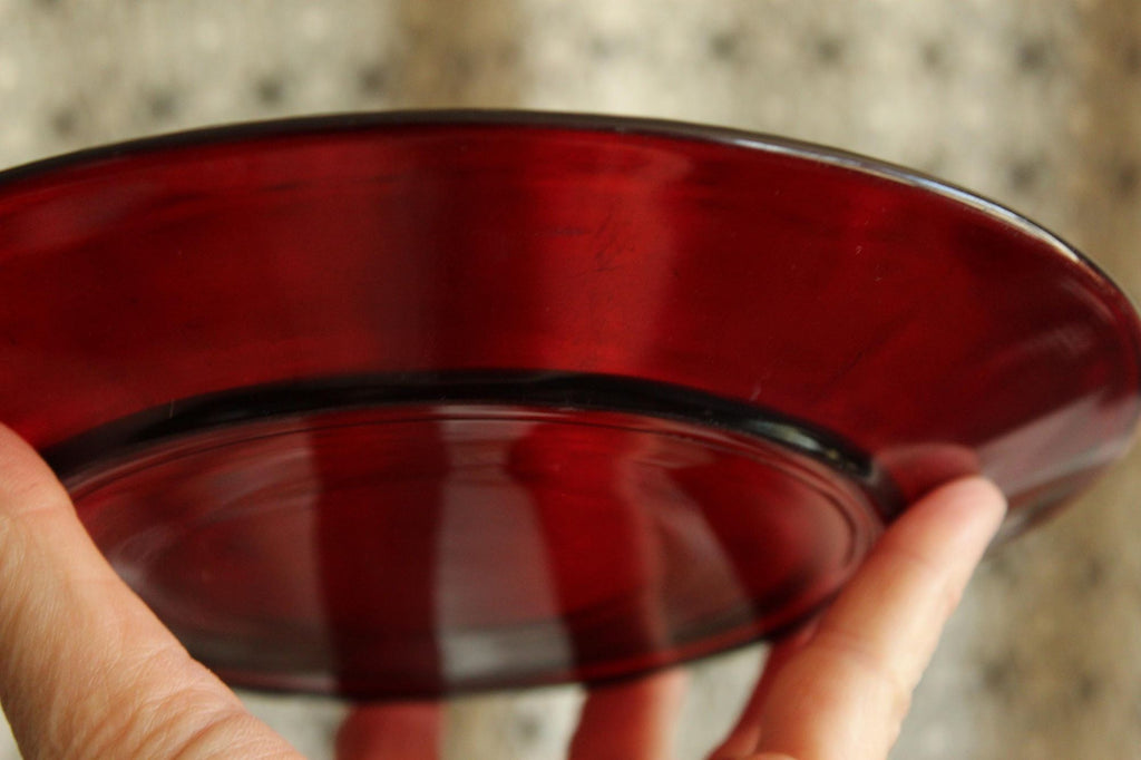 Vintage 1950s 1960s Anchor Hocking Royal Ruby Red Plates, 2 Luncheon 2 Dinner