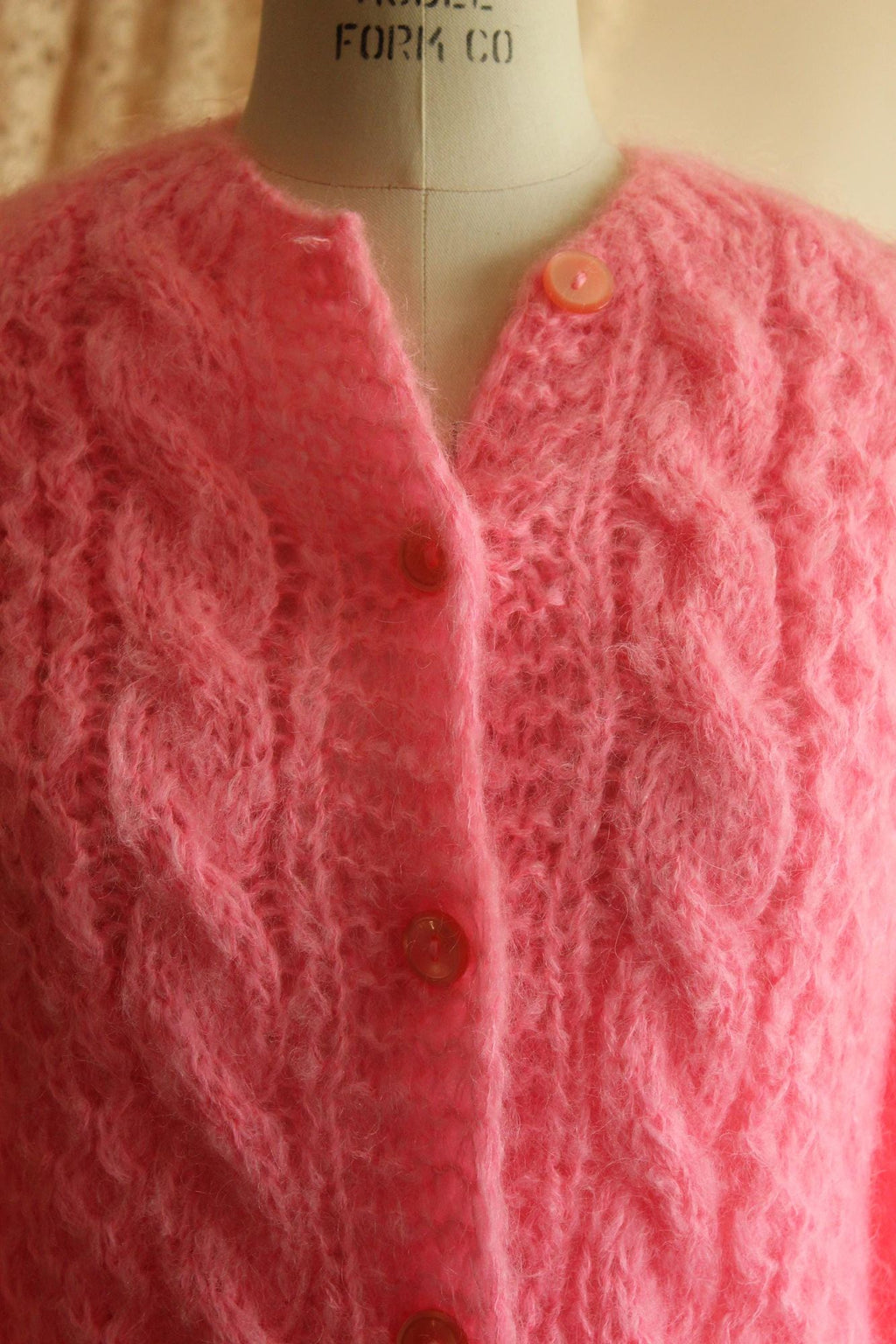 Vintage 1960s John Helmer Pink Wool Blend Cardigan, Made in Italy