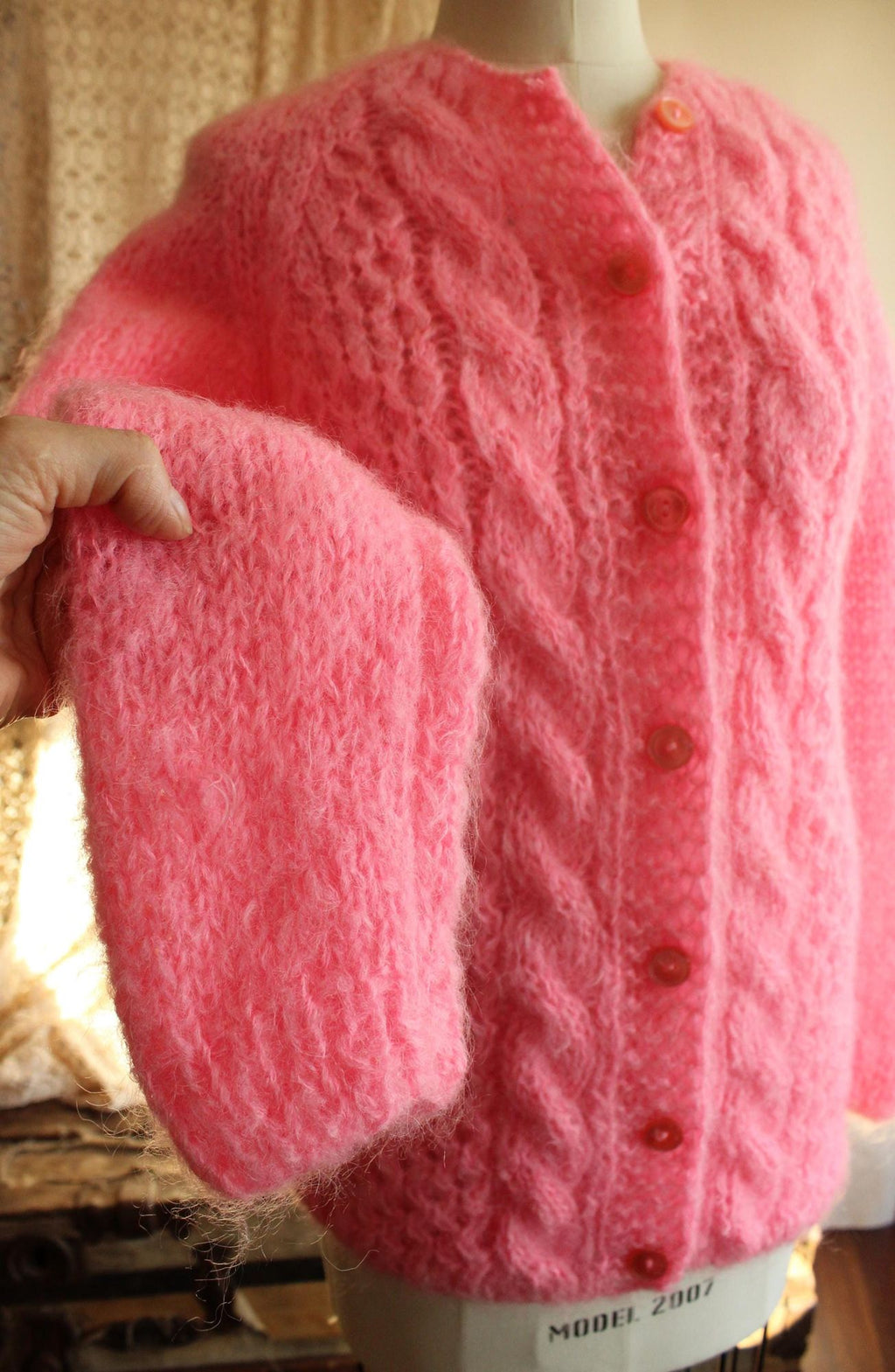 Vintage 1960s John Helmer Pink Wool Blend Cardigan, Made in Italy