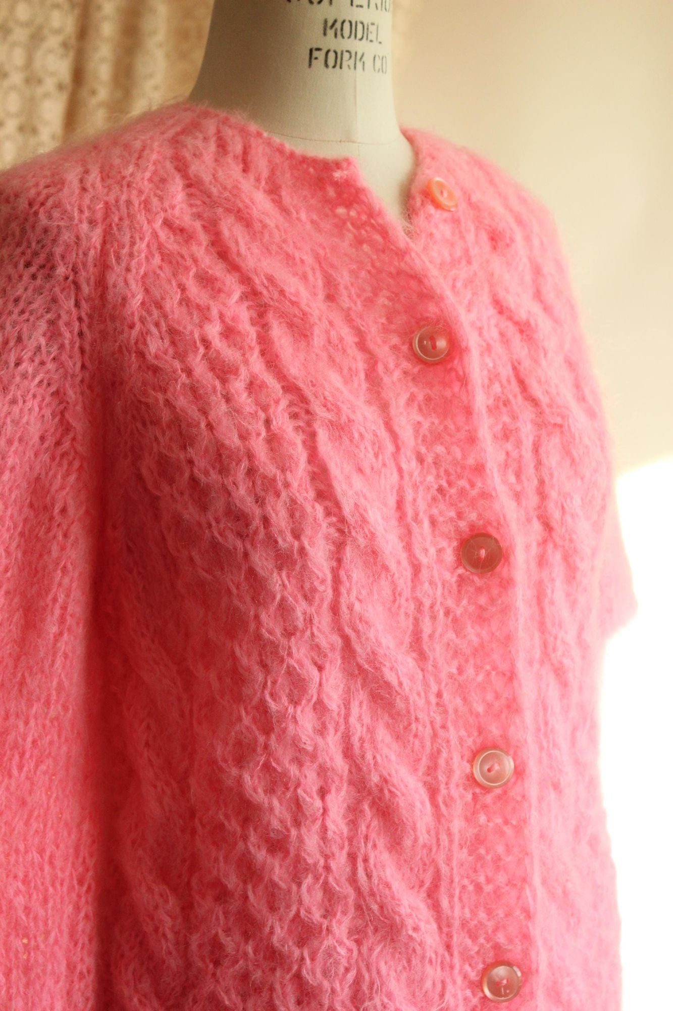 Vintage 1960s John Helmer Pink Wool Blend Cardigan, Made in Italy
