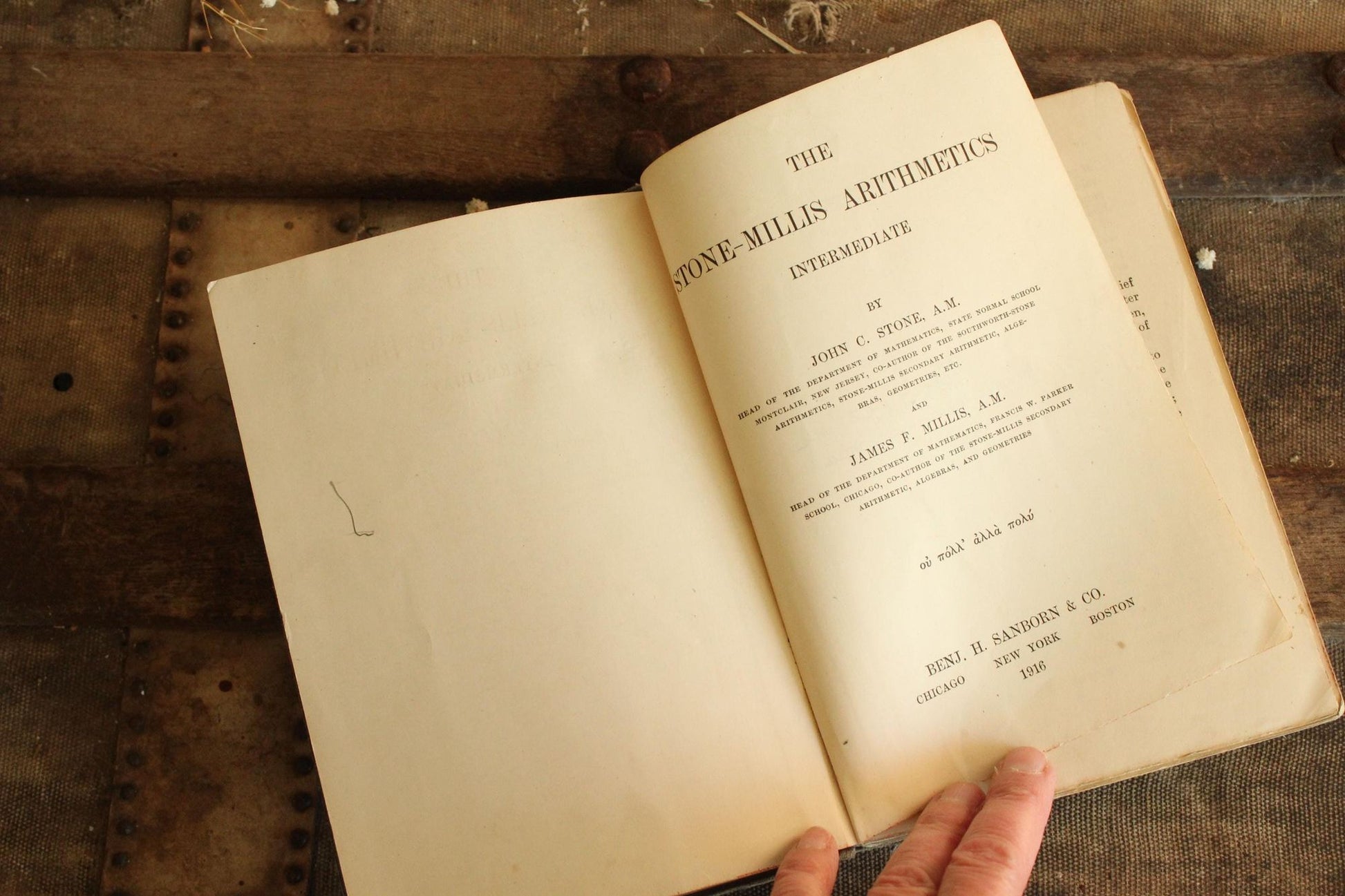 Vintage 1910s Book, "The Stone-Millis Arithmetic, Intermediate", by Stone and Millis, Published by Sanborn & Co
