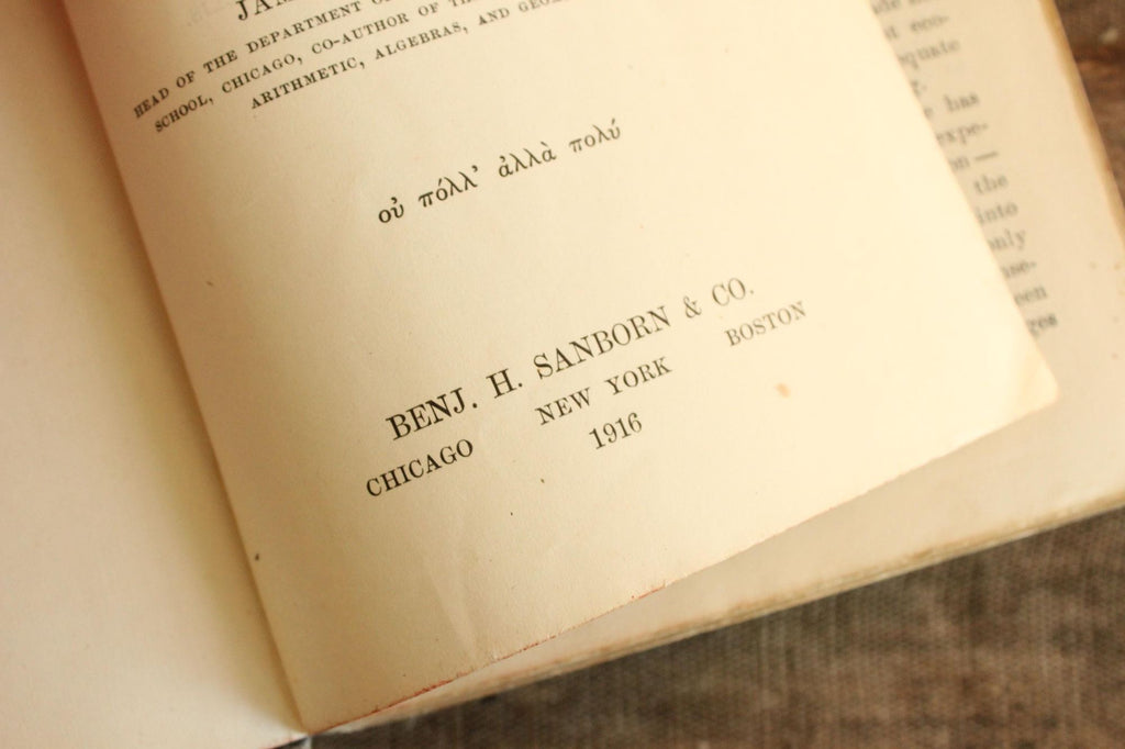 Vintage 1910s Book, "The Stone-Millis Arithmetic, Intermediate", by Stone and Millis, Published by Sanborn & Co