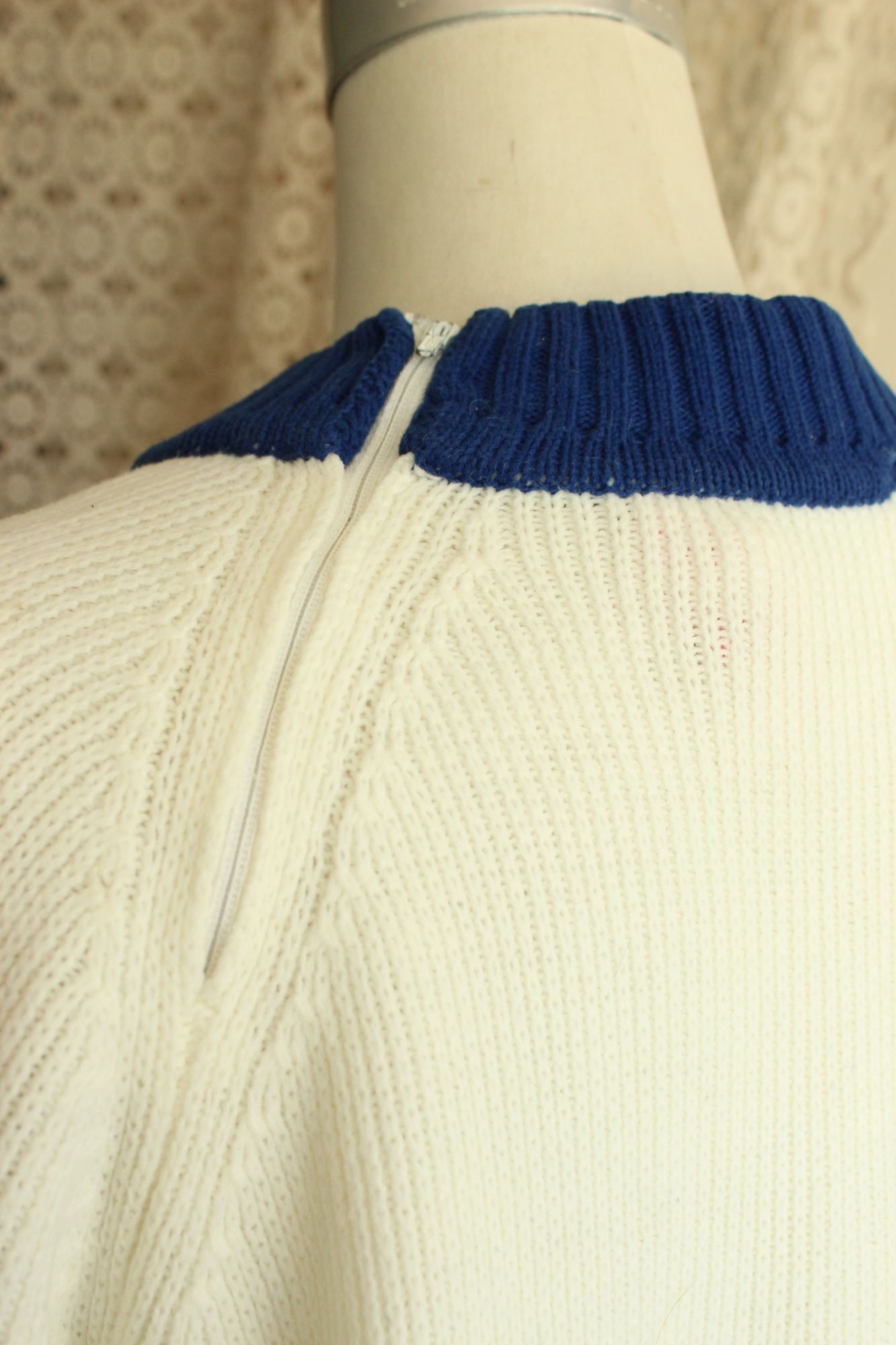Vintage 1970s The Campus Shop Nordic Style Blue and White Jumper