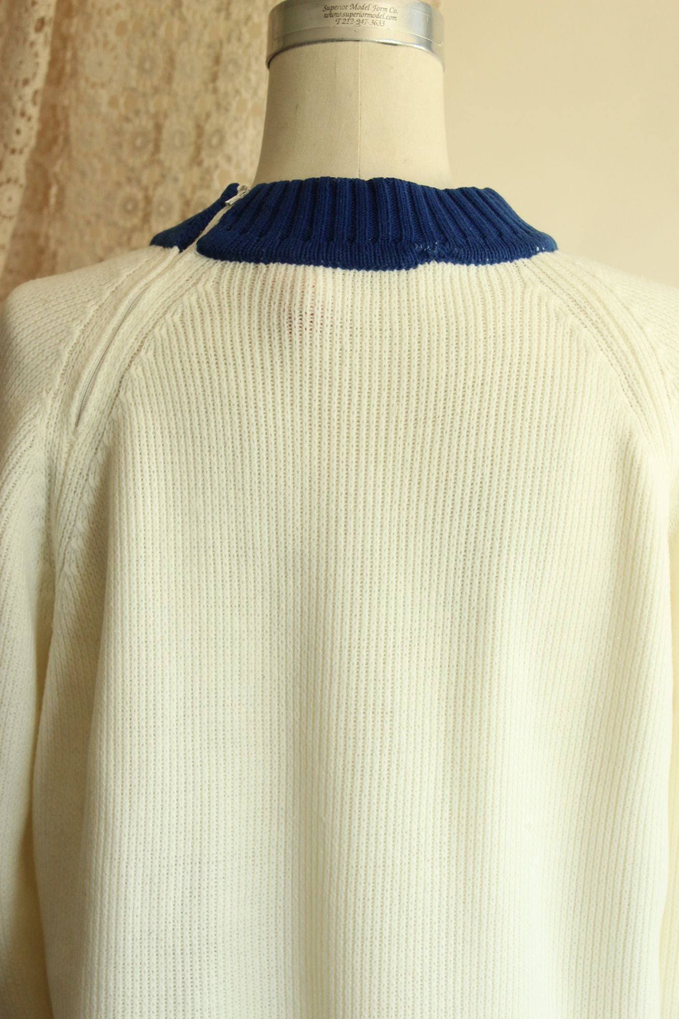 Vintage 1970s The Campus Shop Nordic Style Blue and White Jumper
