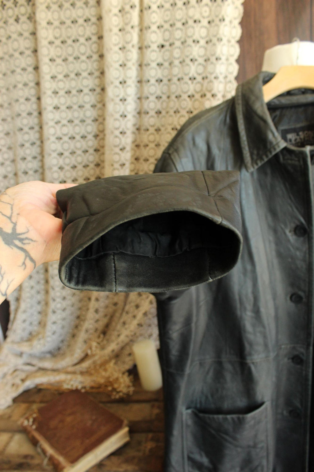 Vintage 1990s Volup Size 2X Wilsons Leather Black Jacket