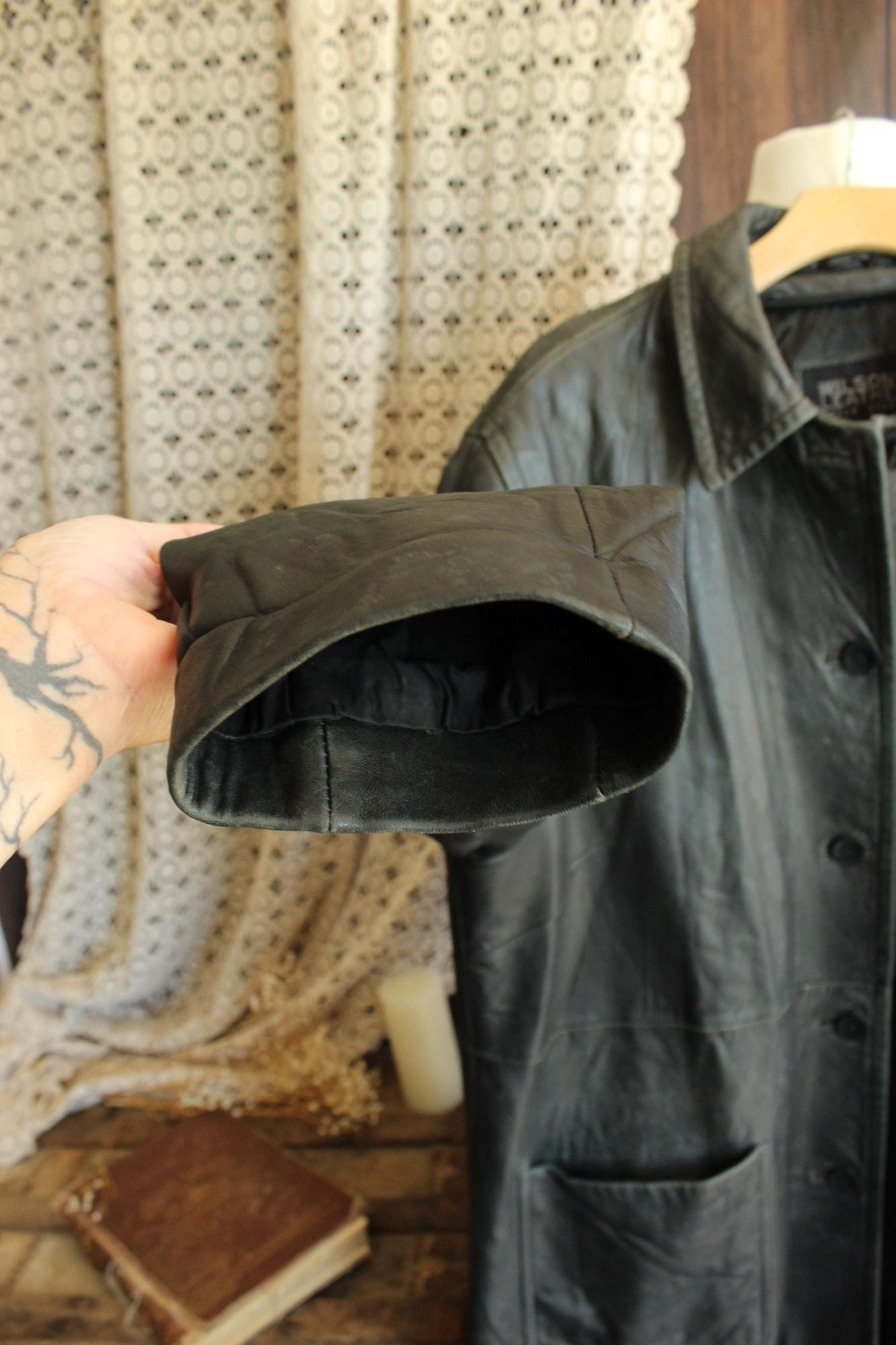 Vintage 1990s Volup Size 2X Wilsons Leather Black Jacket
