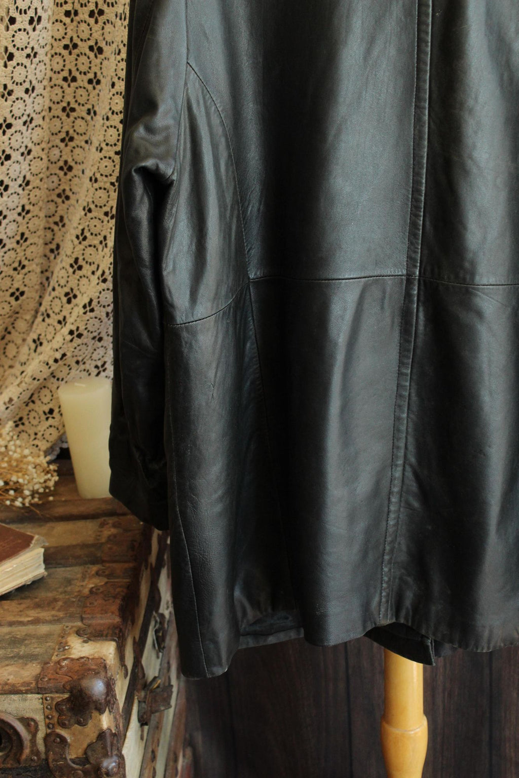 Vintage 1990s Volup Size 2X Wilsons Leather Black Jacket
