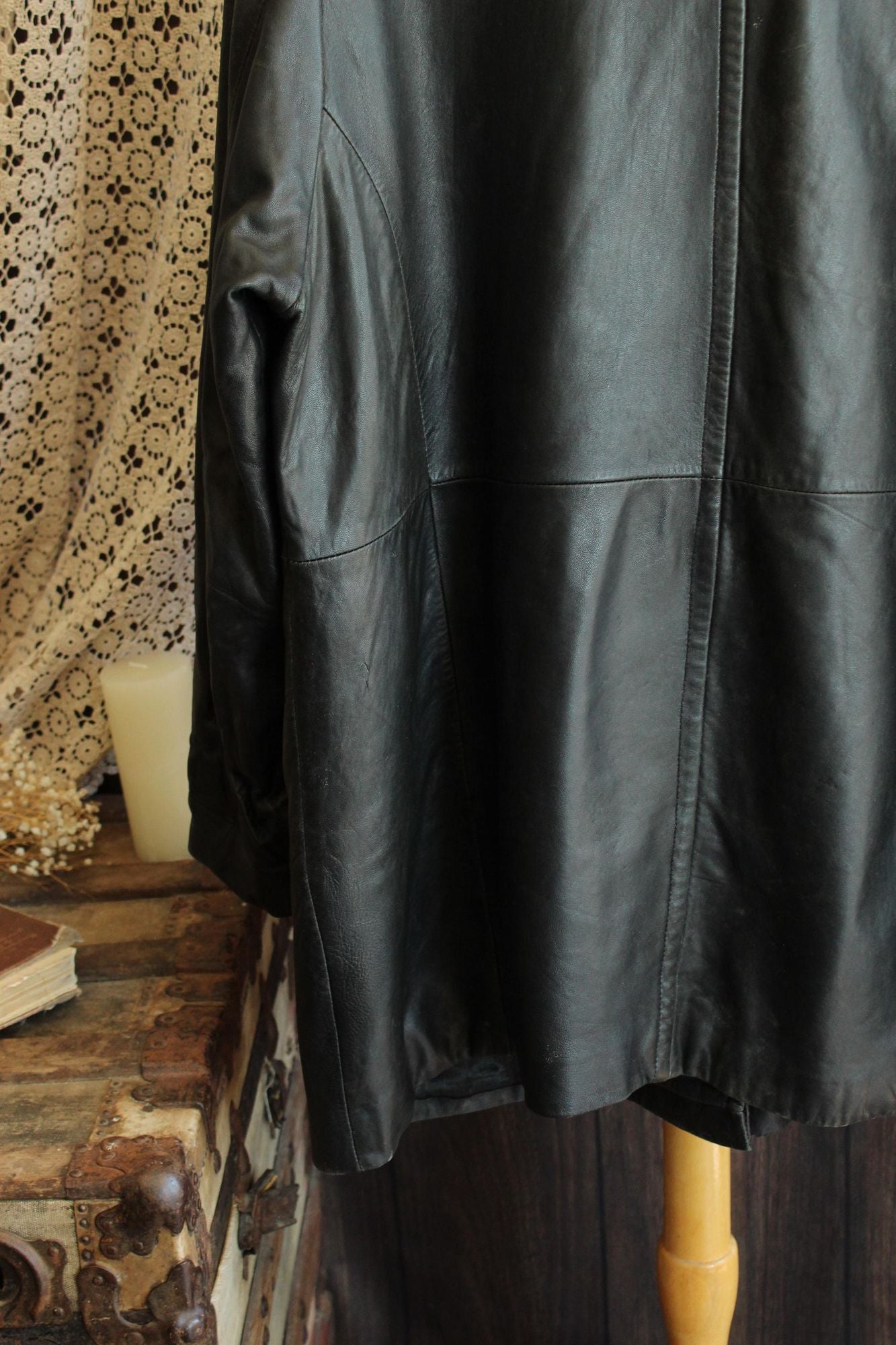 Vintage 1990s Volup Size 2X Wilsons Leather Black Jacket