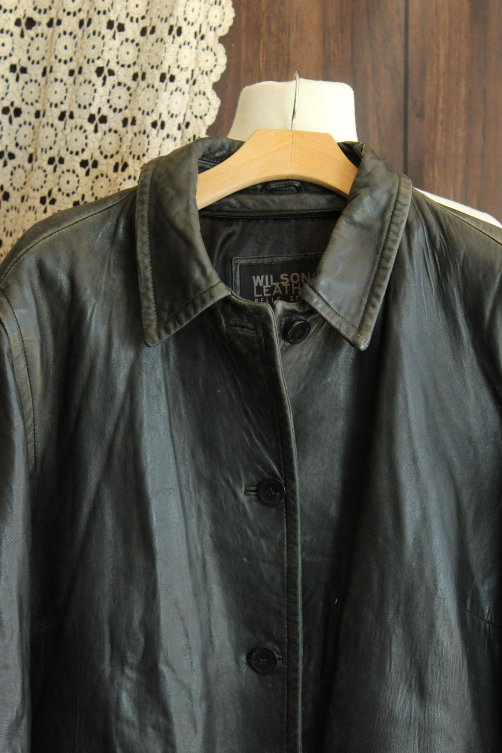 Vintage 1990s Volup Size 2X Wilsons Leather Black Jacket