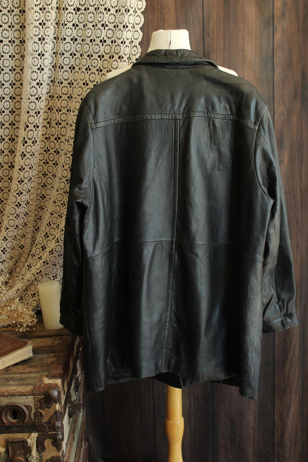 Vintage 1990s Volup Size 2X Wilsons Leather Black Jacket