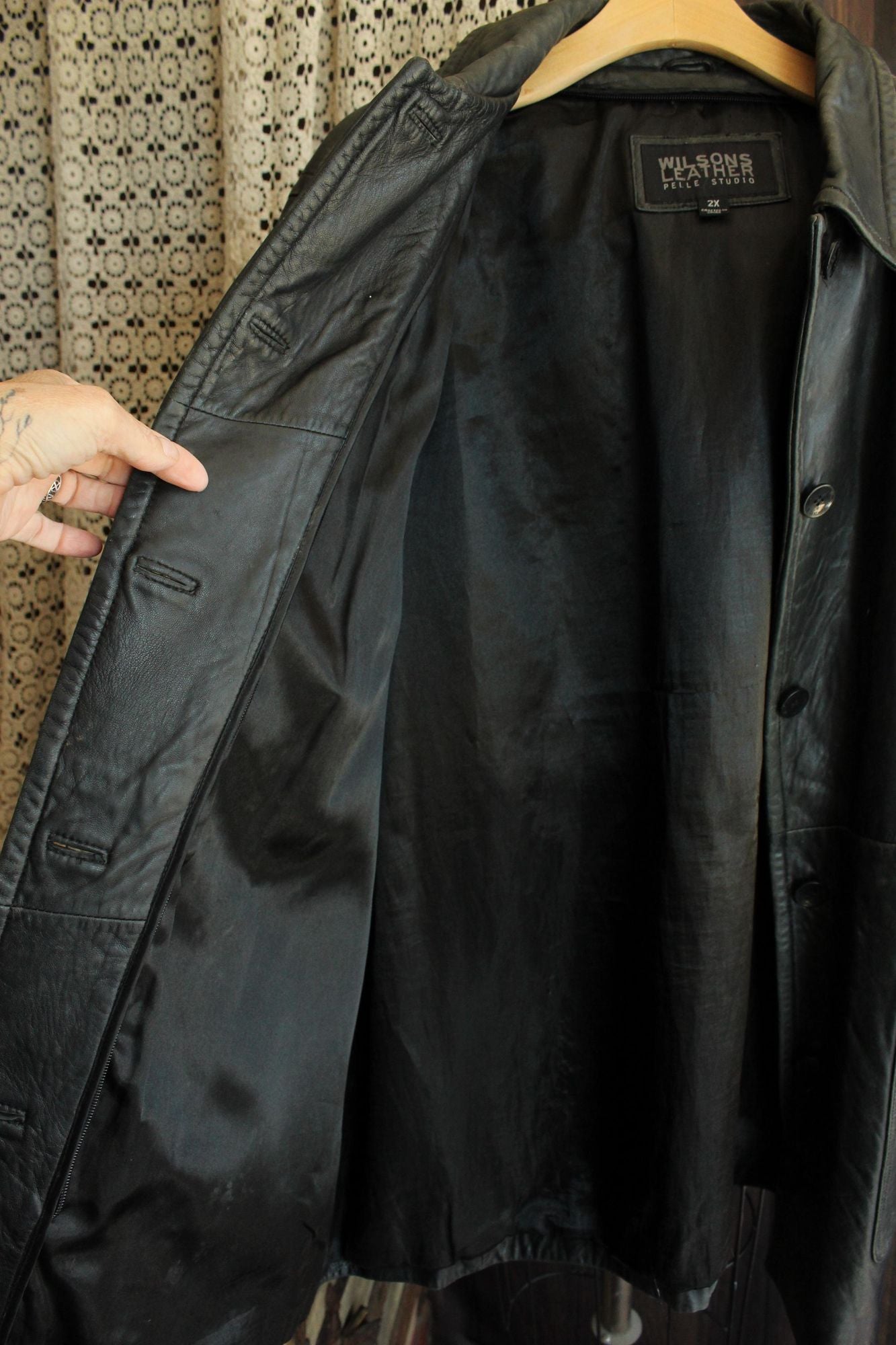 Vintage 1990s Volup Size 2X Wilsons Leather Black Jacket