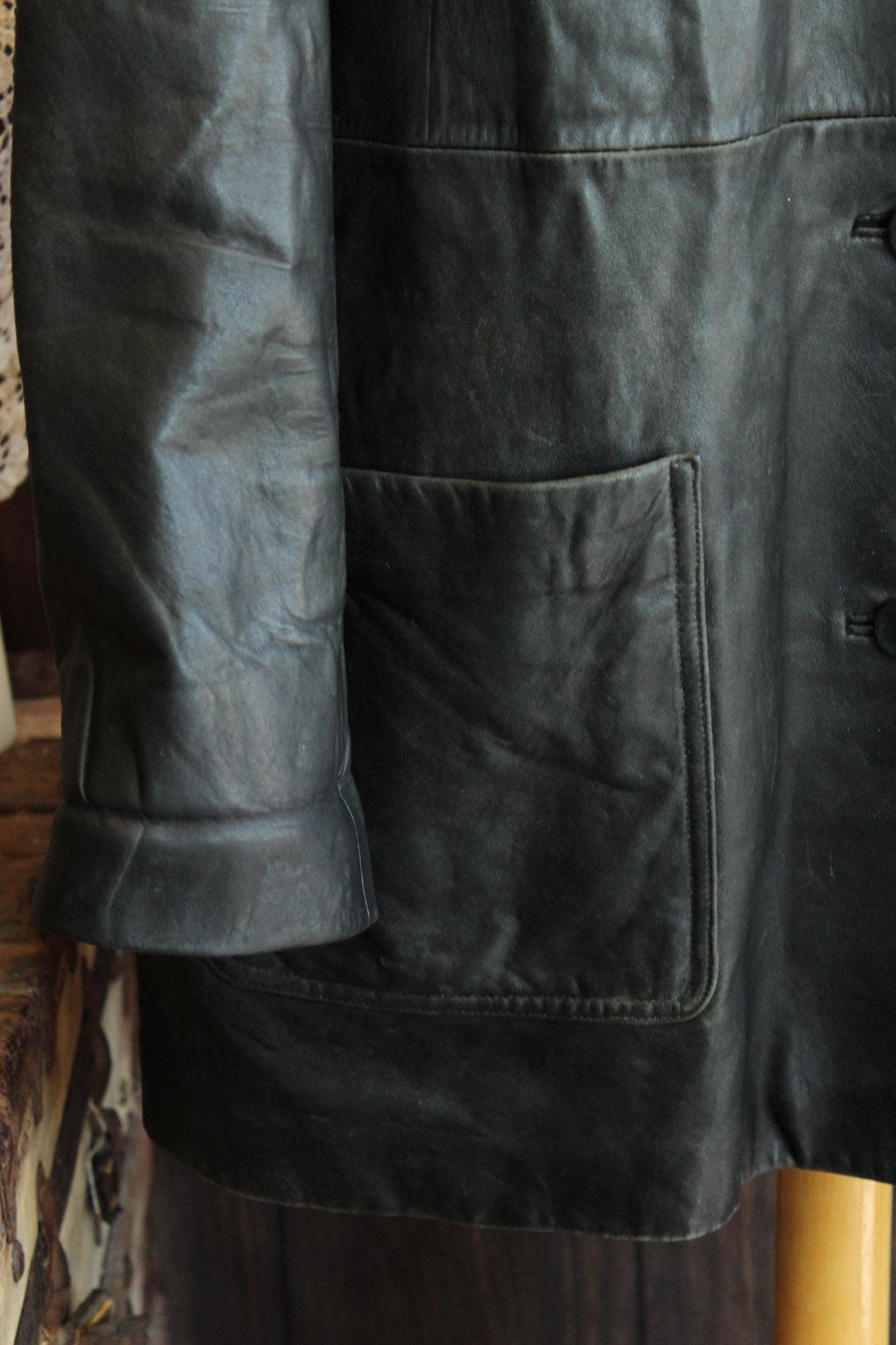 Vintage 1990s Volup Size 2X Wilsons Leather Black Jacket