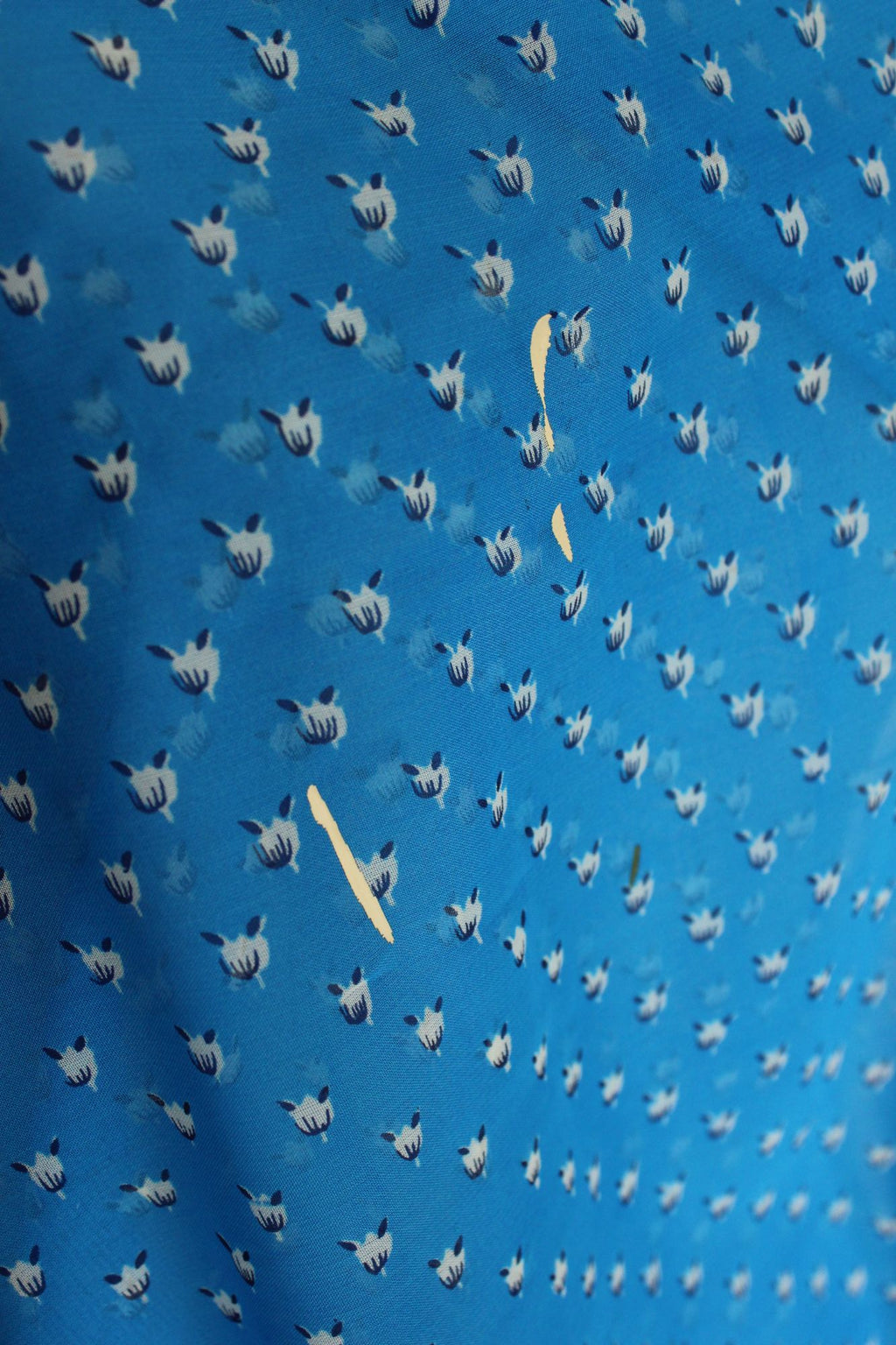 Vintage 1990s Authentic Sky Blue Chiffon with a Floral Print Indian Sari