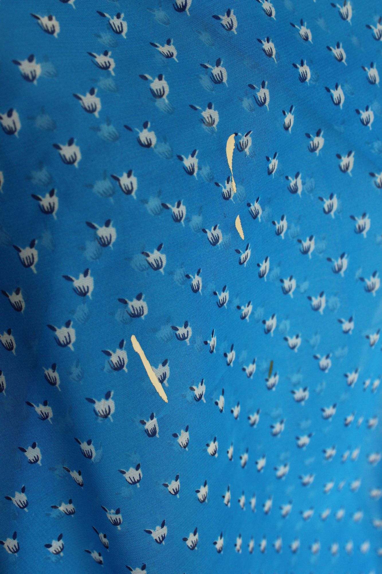 Vintage 1990s Authentic Sky Blue Chiffon with a Floral Print Indian Sari