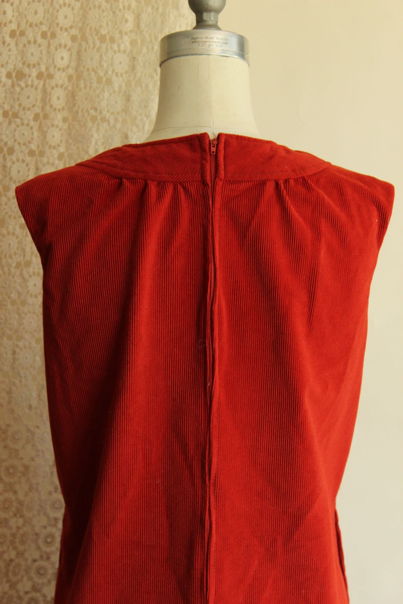 Vintage 1970s Red Corduroy Dress with Pockets