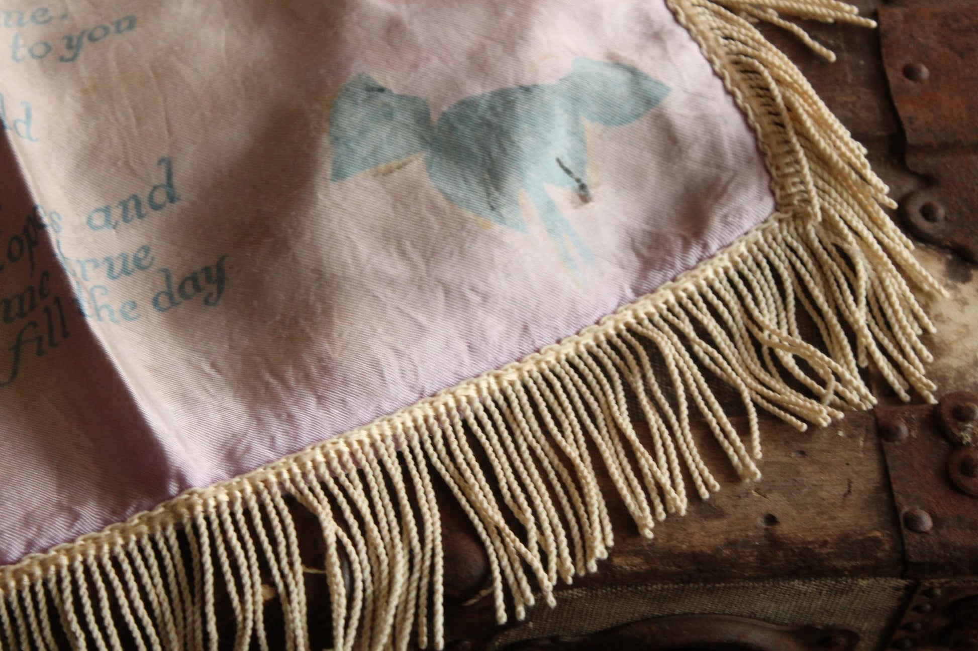 Vintage 1940s Long Beach CA Souvenir Pillowcase