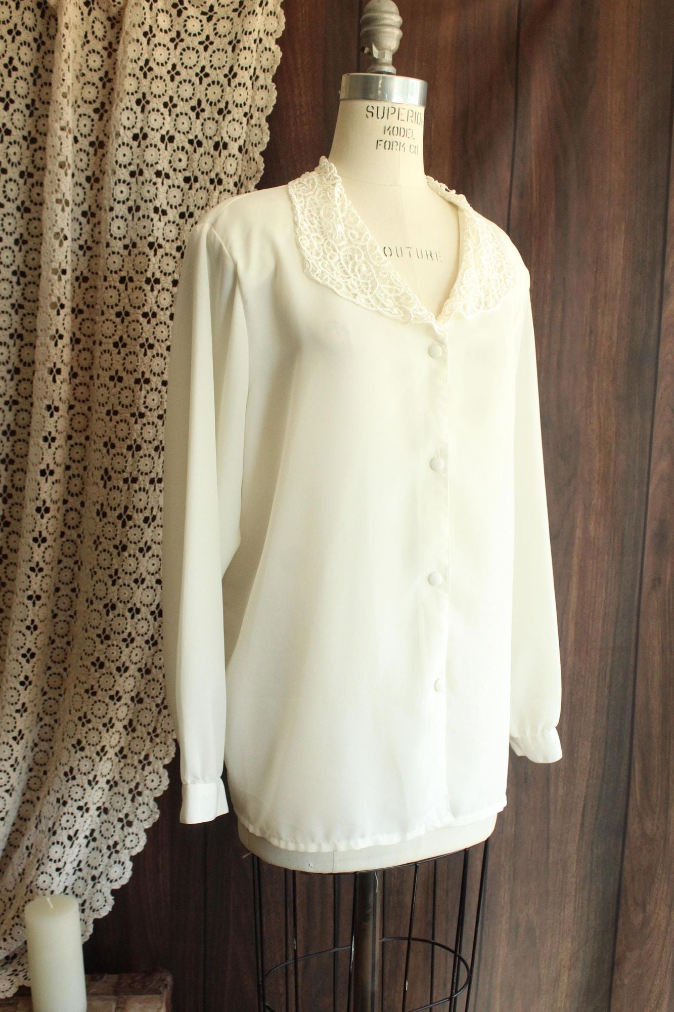 Vintage 1980s 1990s Volup Impressions White Button Down Blouse
