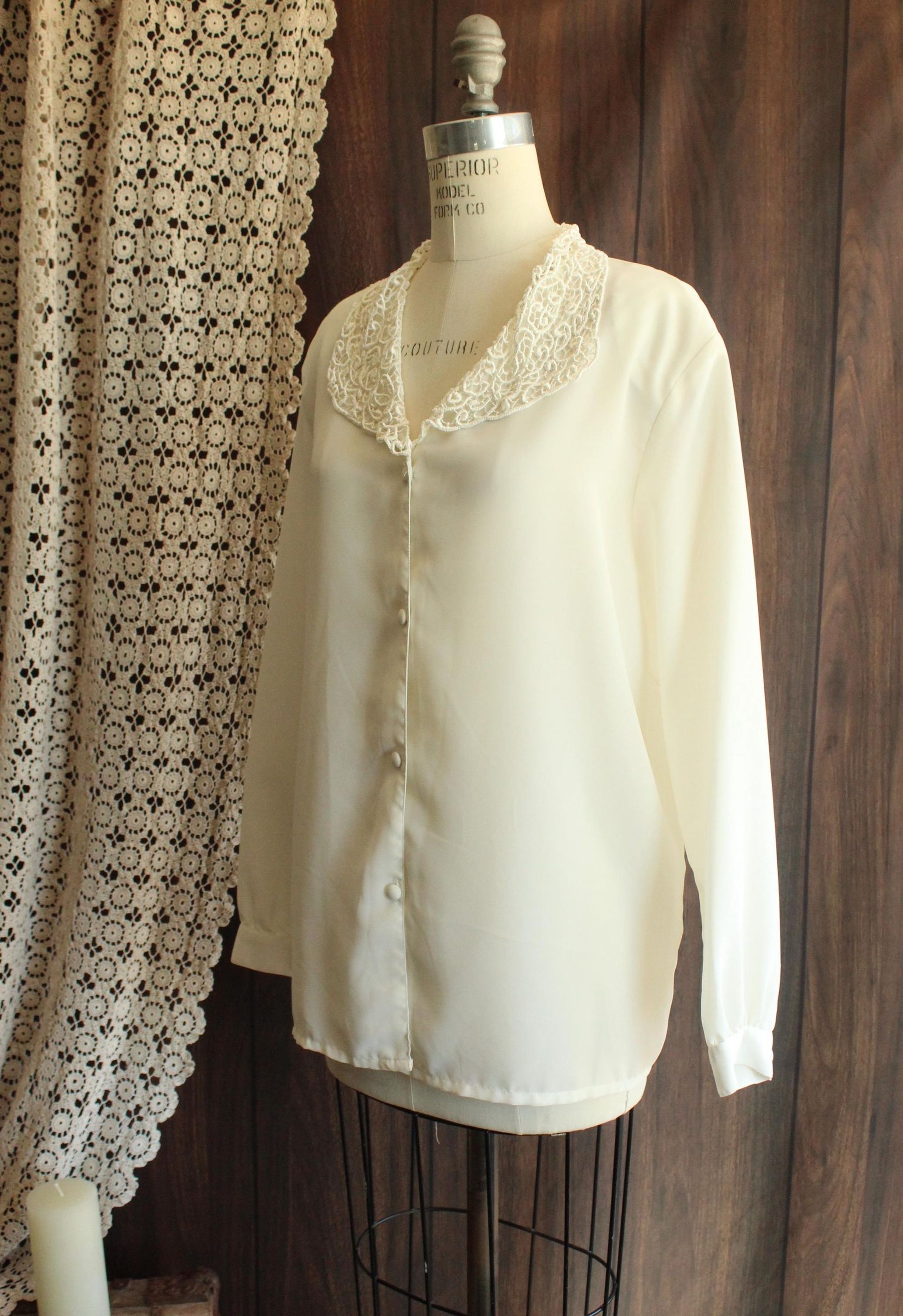 Vintage 1980s 1990s Volup Impressions White Button Down Blouse