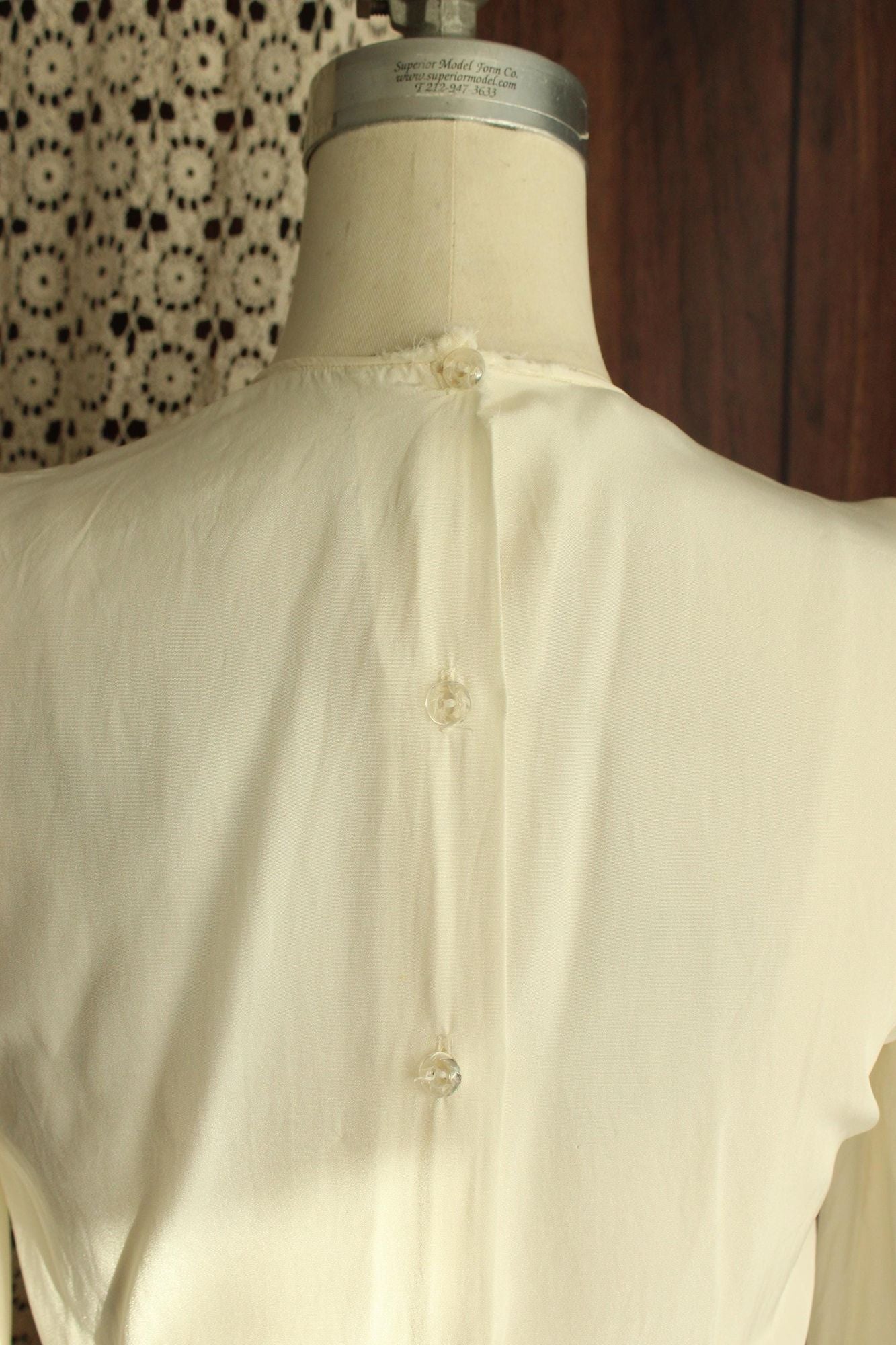 Vintage 1940s Blouse, White Rayon Shirt with Shoulder pads, Grandma Core