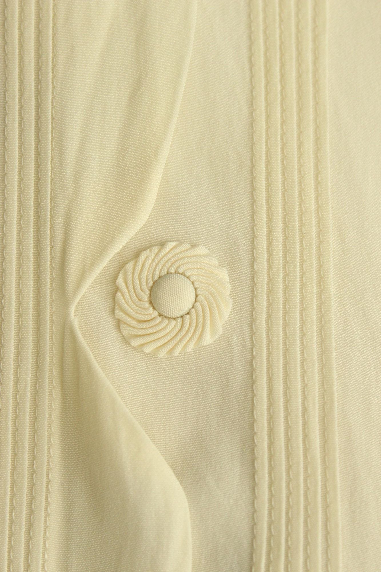 Vintage 1940s Blouse, White Rayon Shirt with Shoulder pads, Grandma Core