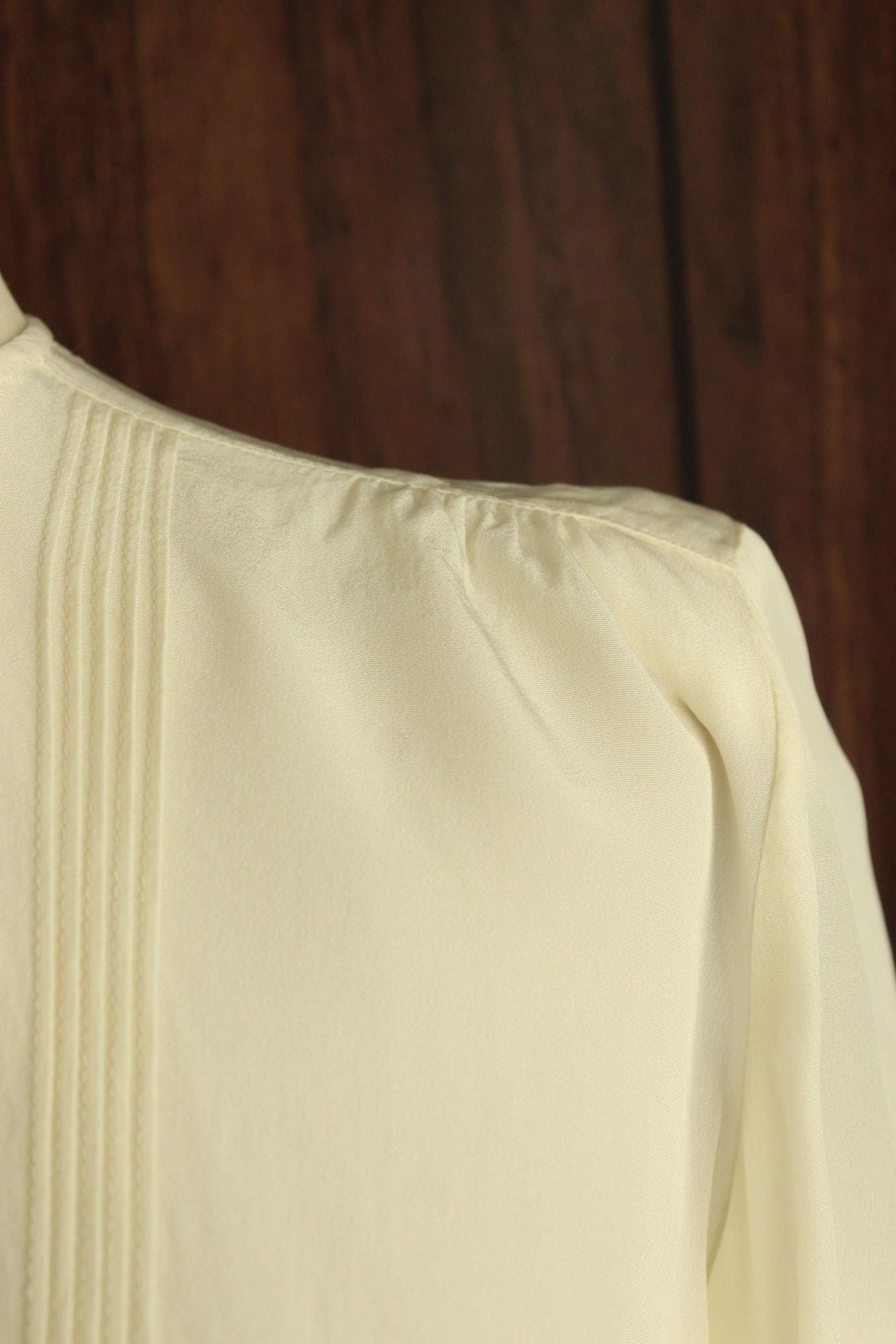 Vintage 1940s Blouse, White Rayon Shirt with Shoulder pads, Grandma Core