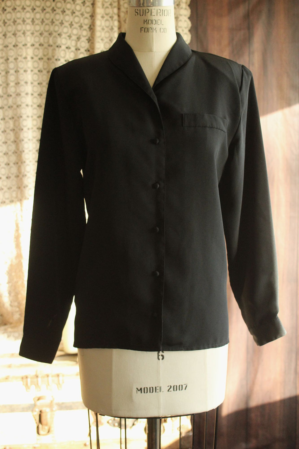Vintage 1990s Neil Martin Black Long Sleeve Blouse
