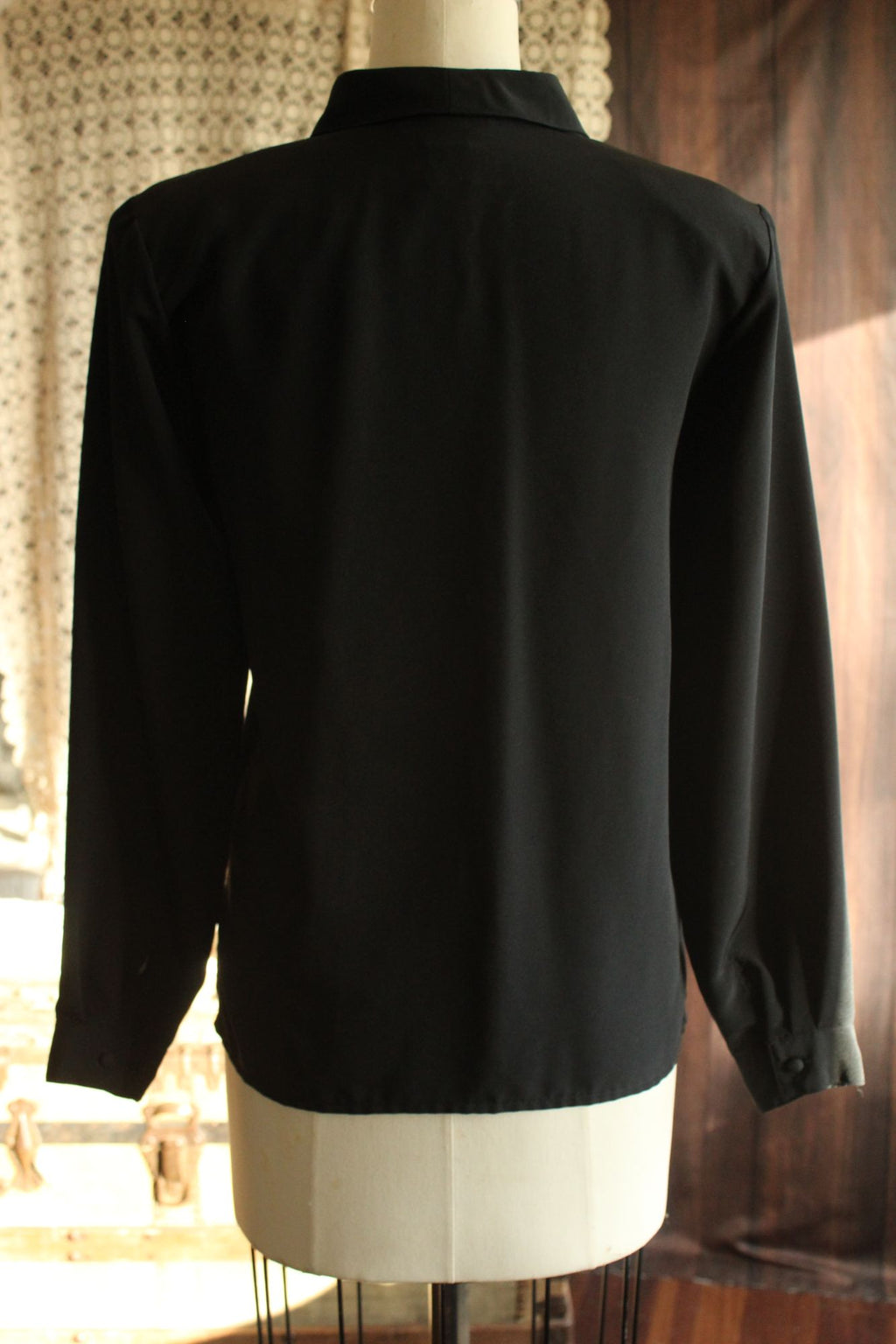 Vintage 1990s Neil Martin Black Long Sleeve Blouse