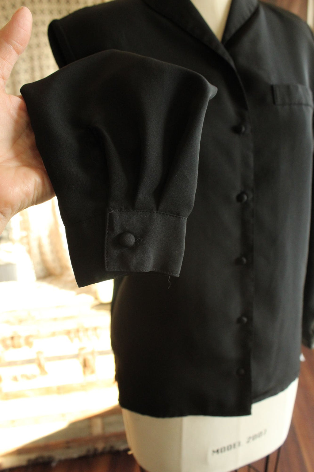 Vintage 1990s Neil Martin Black Long Sleeve Blouse