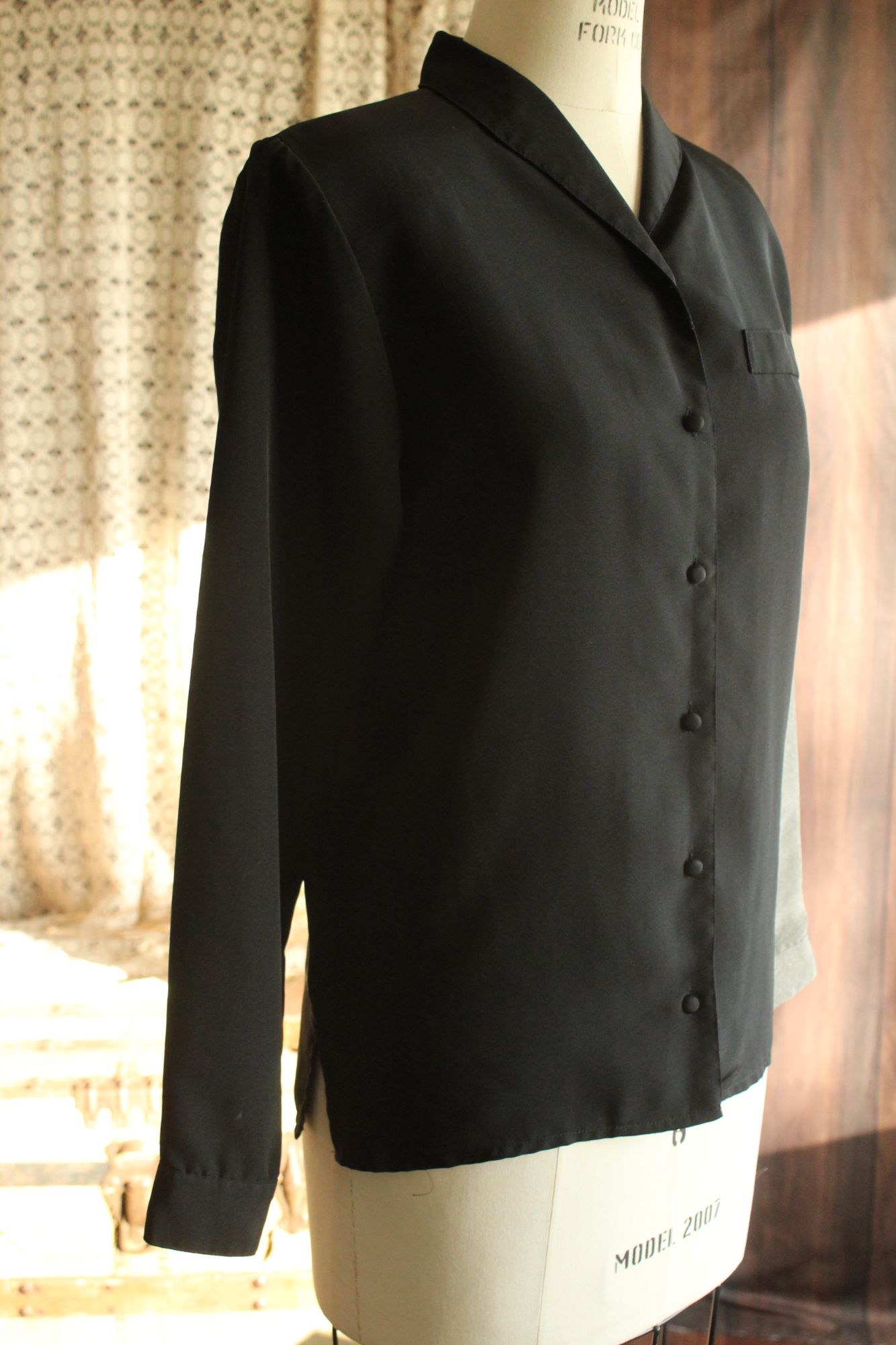 Vintage 1990s Neil Martin Black Long Sleeve Blouse