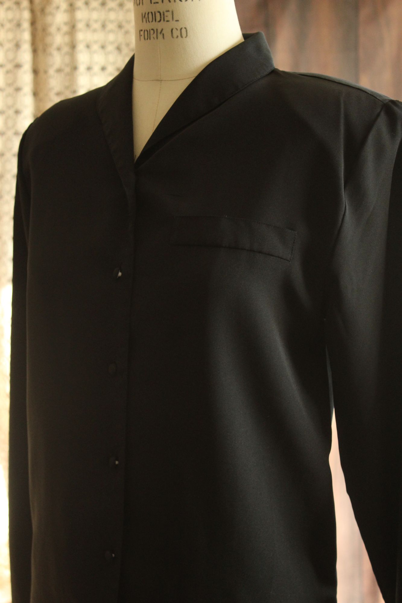 Vintage 1990s Neil Martin Black Long Sleeve Blouse