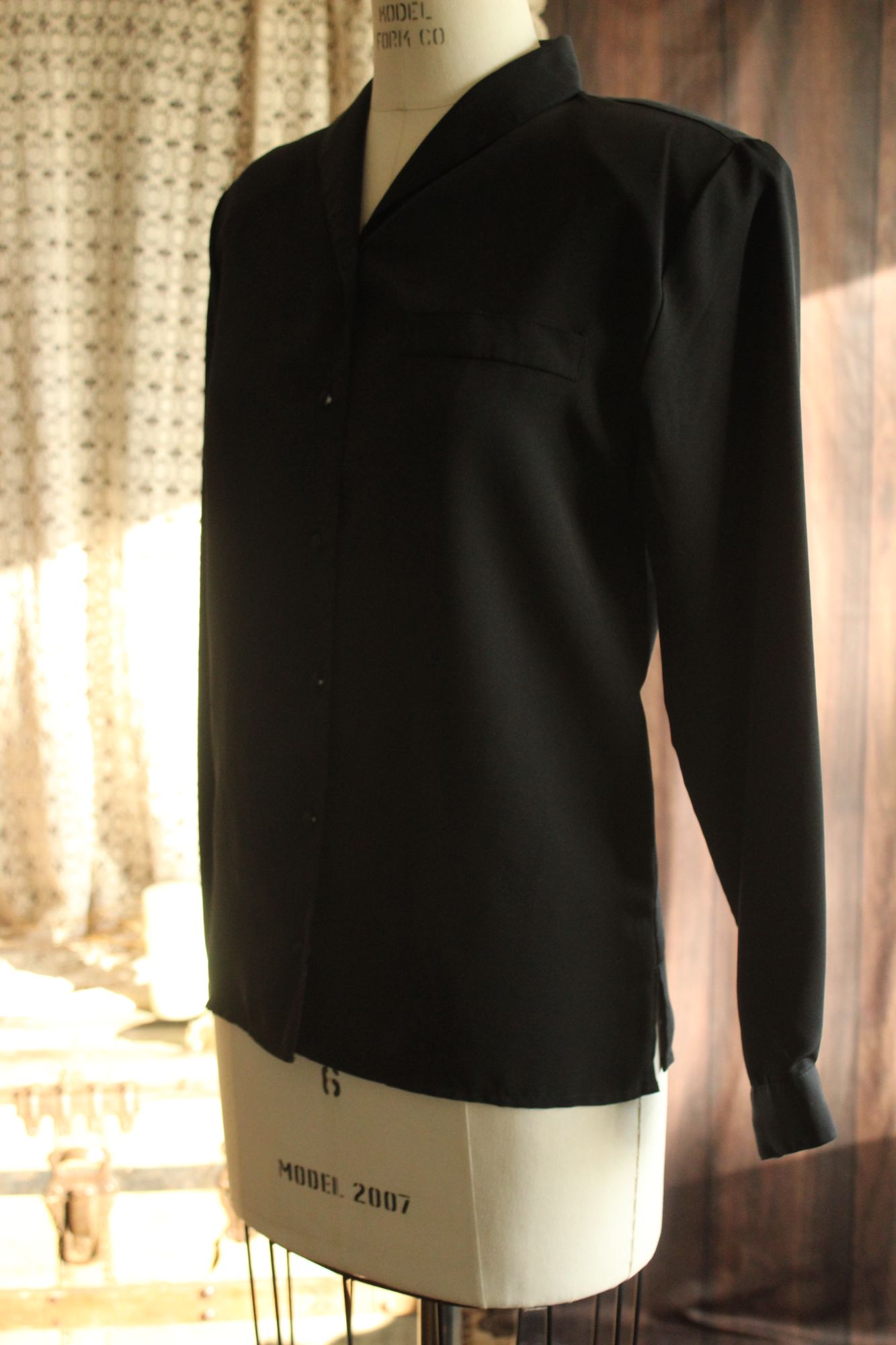 Vintage 1990s Neil Martin Black Long Sleeve Blouse