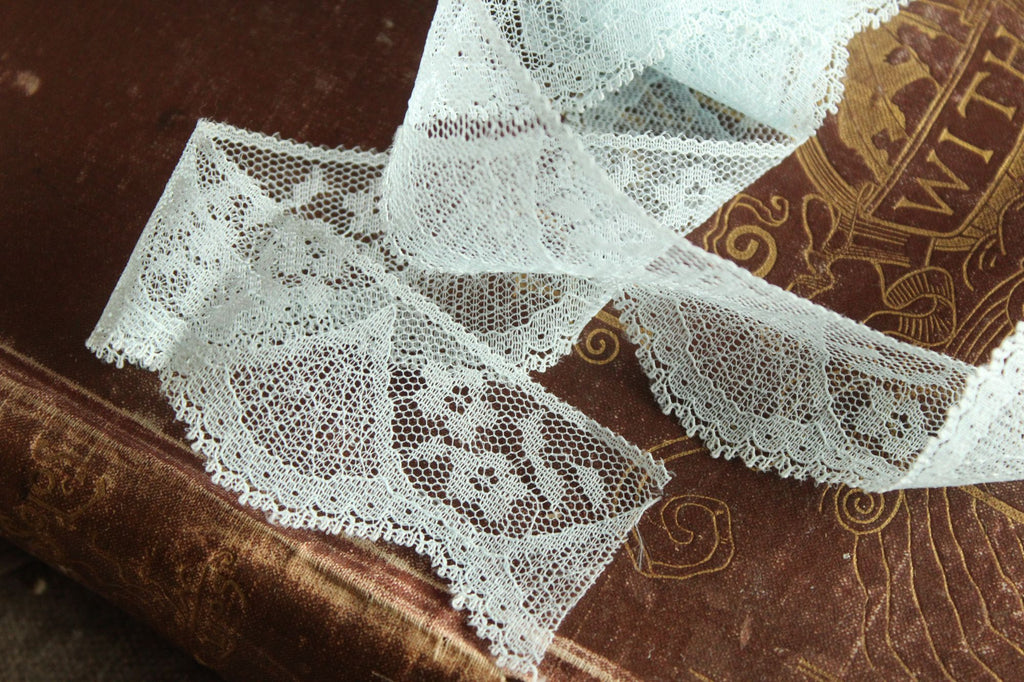 Vintage Blue Lace Trim, 1.25" wide, 3 Yards