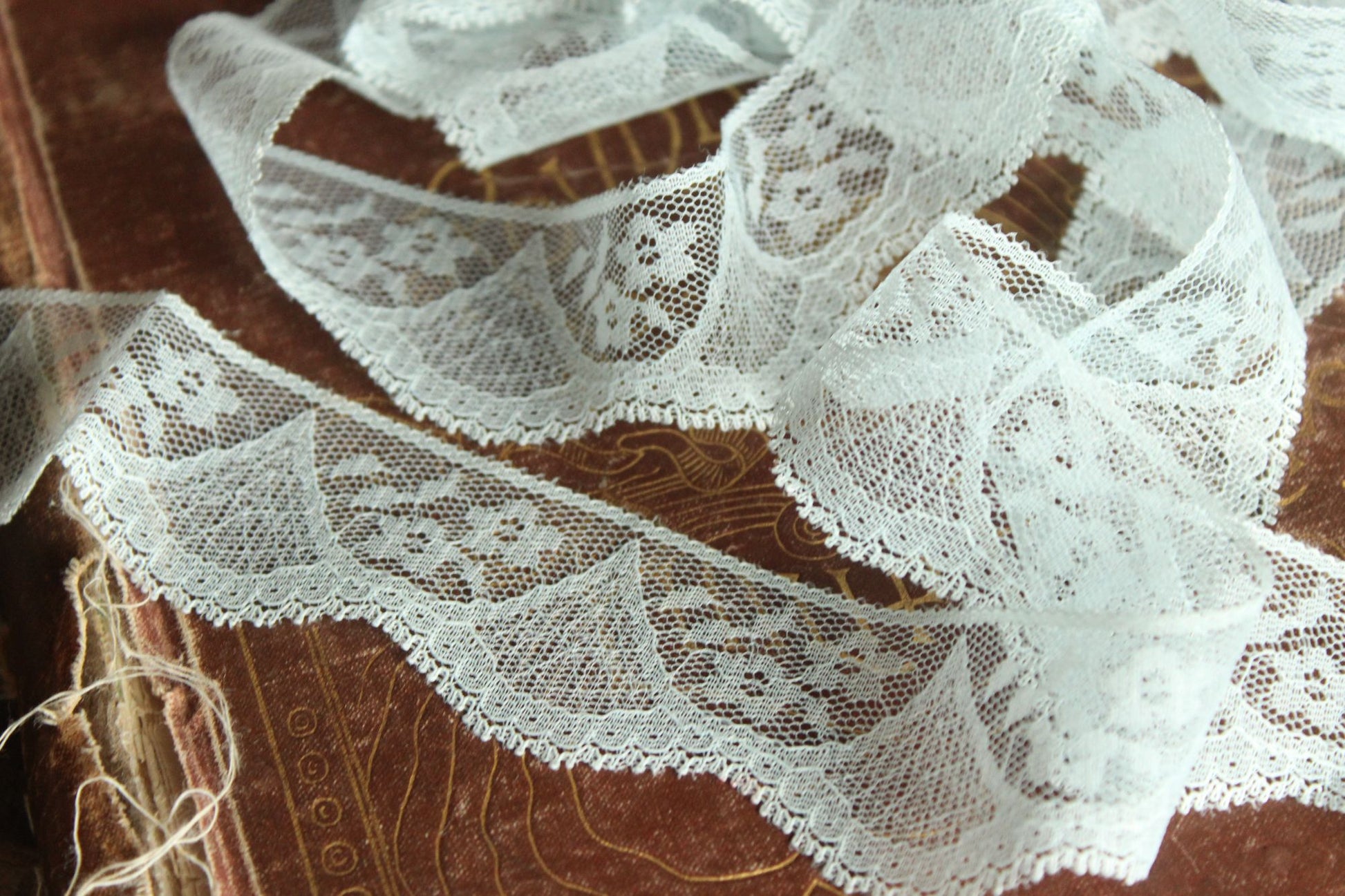 Vintage Blue Lace Trim, 1.25" wide, 3 Yards