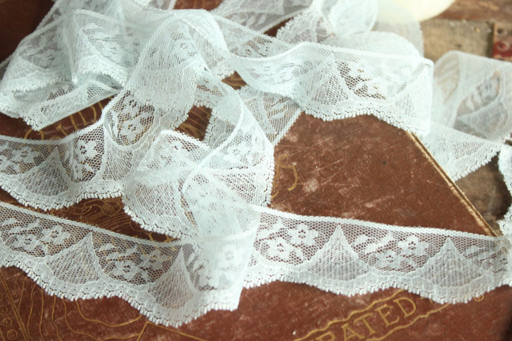 Vintage Blue Lace Trim, 1.25" wide, 3 Yards